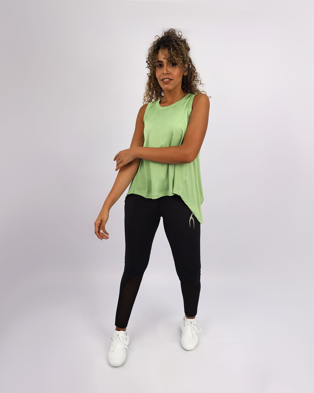 Women's Cross Back Green Top-Atum -32792841