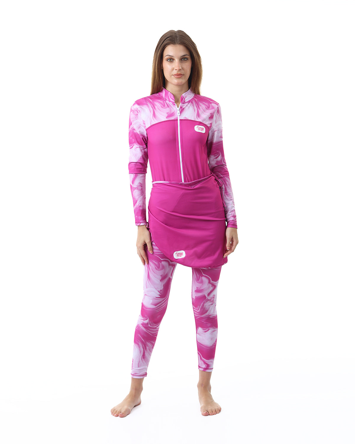 Aqua Bloom Pink Swimsuit Set-Atum -62132856