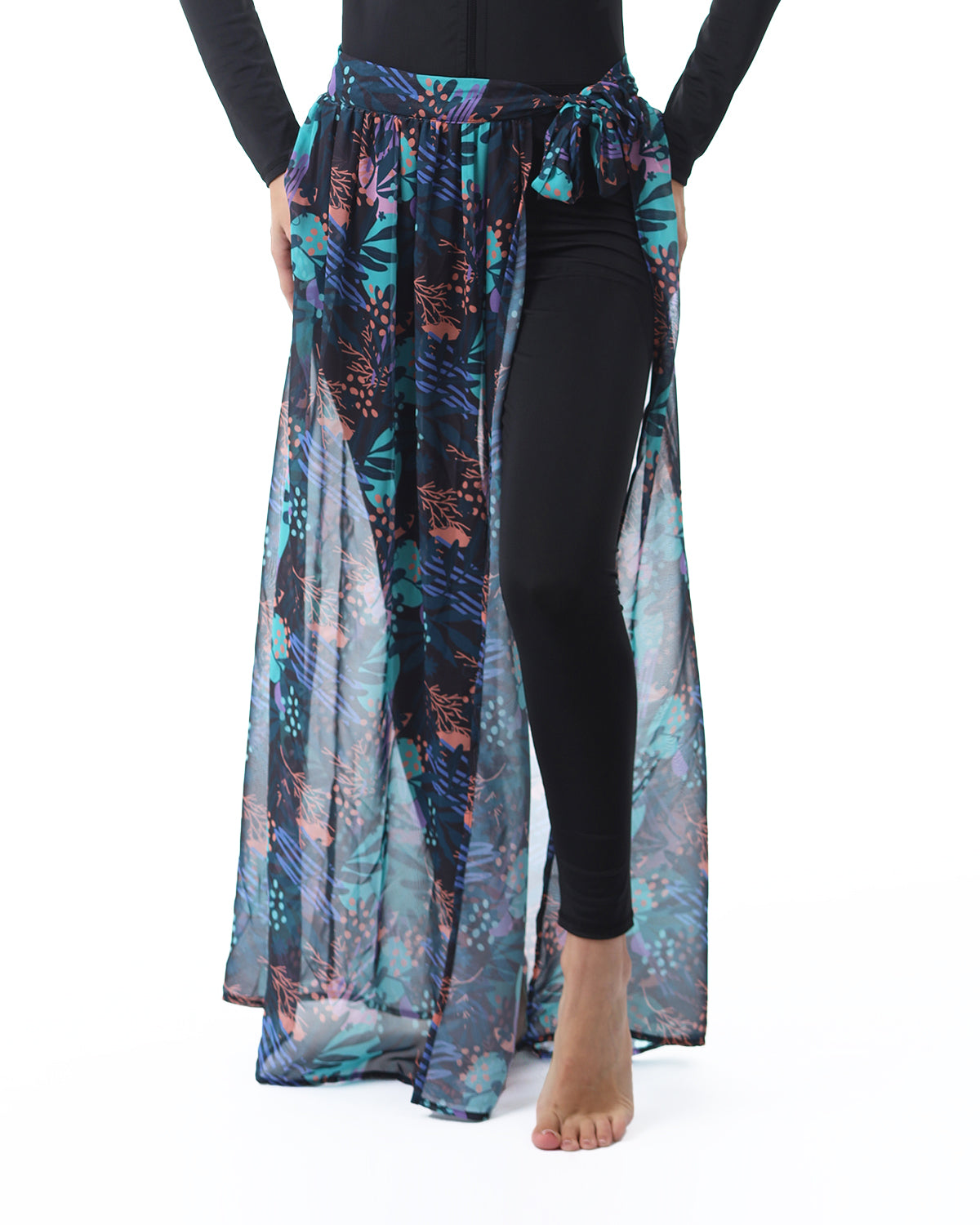 Tropical Night Aqua Cover-Up Skirt-Atum -73771277