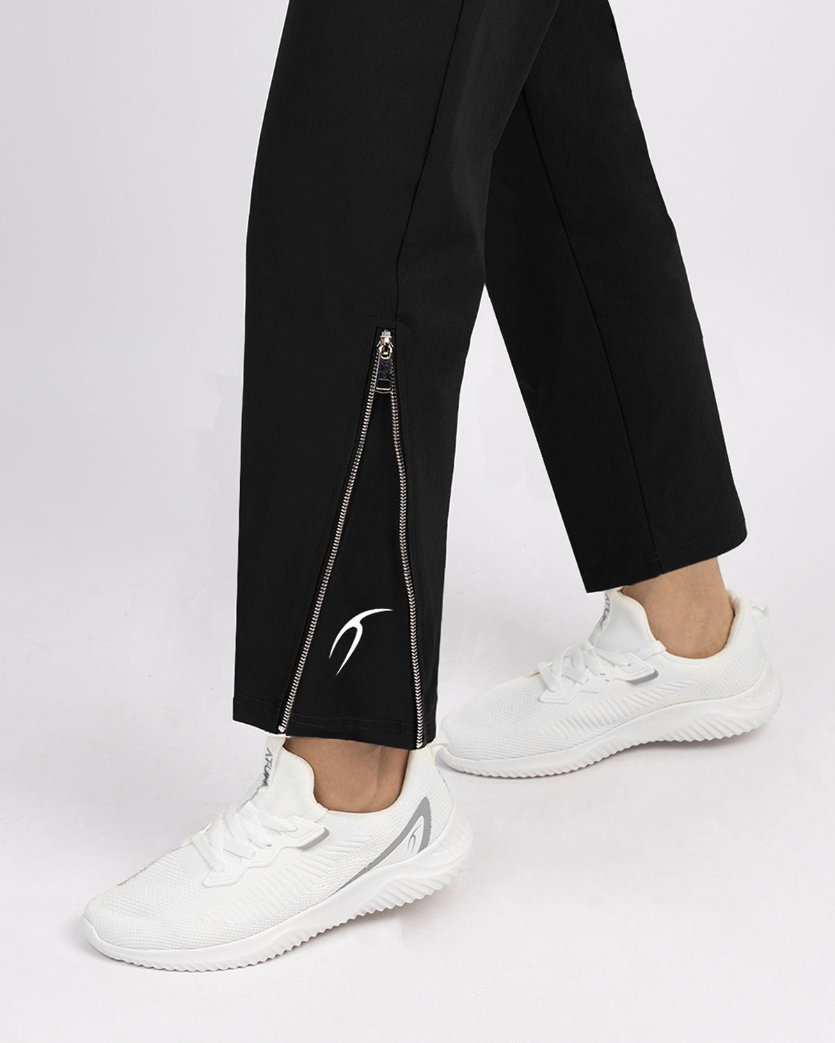 Slit Zipper Black Women's Pants-Atum -5944403