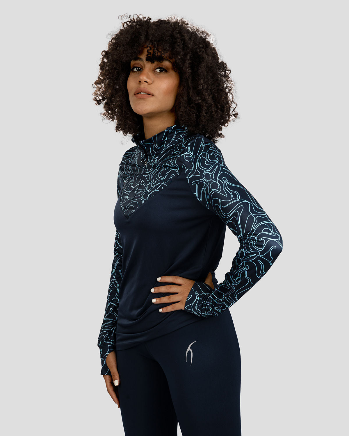 High-Neck Limitless Navy Top-Atum -13016274