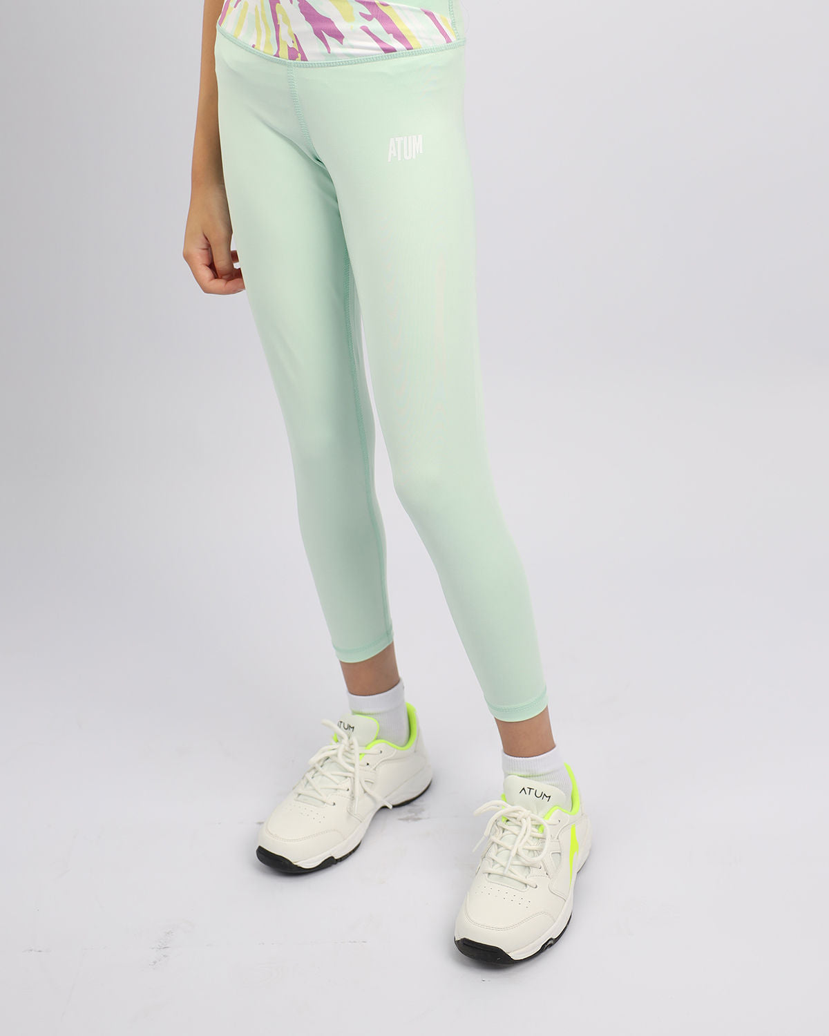 Girl's Floral Mint Leggings-Atum -36078118