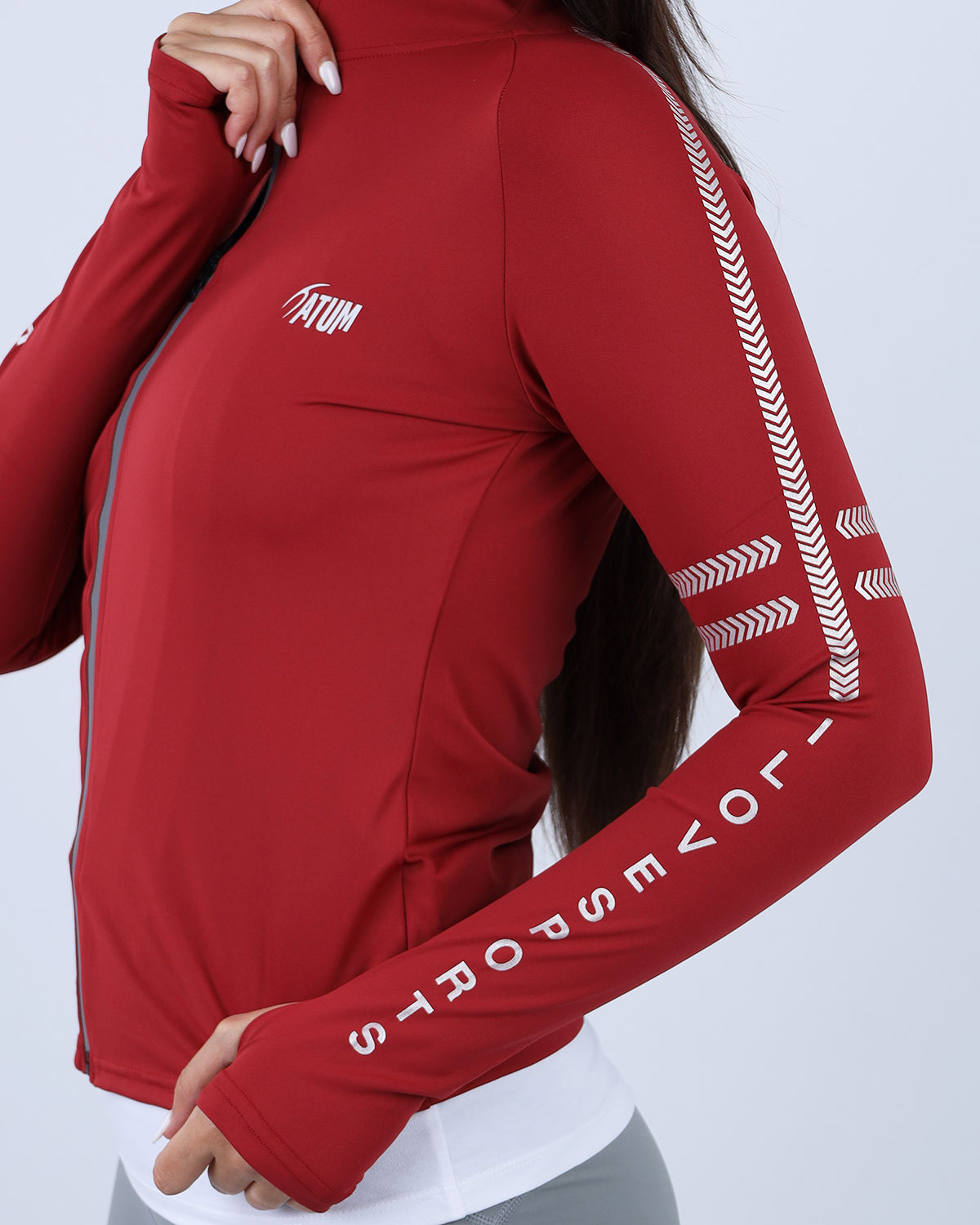 Athleisure Inspire Zip Red Jacket-Atum -52008077