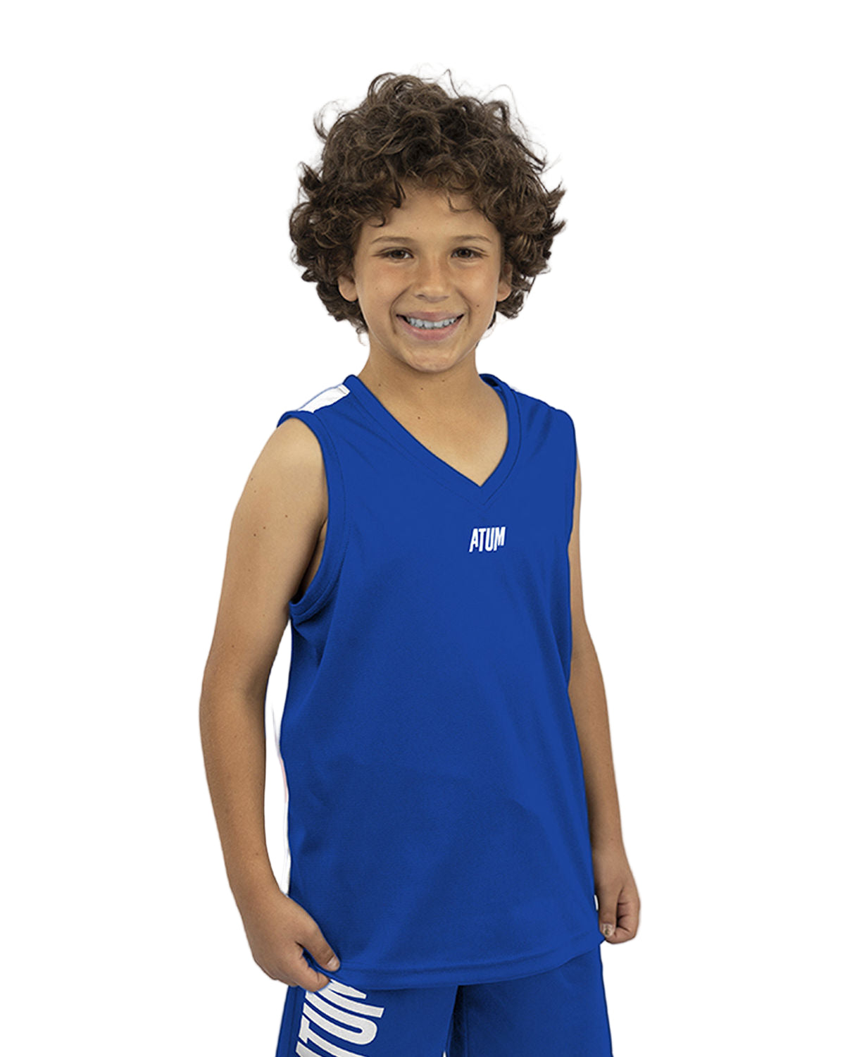 Basic Vneck Blue Tank Top-Atum -93130310