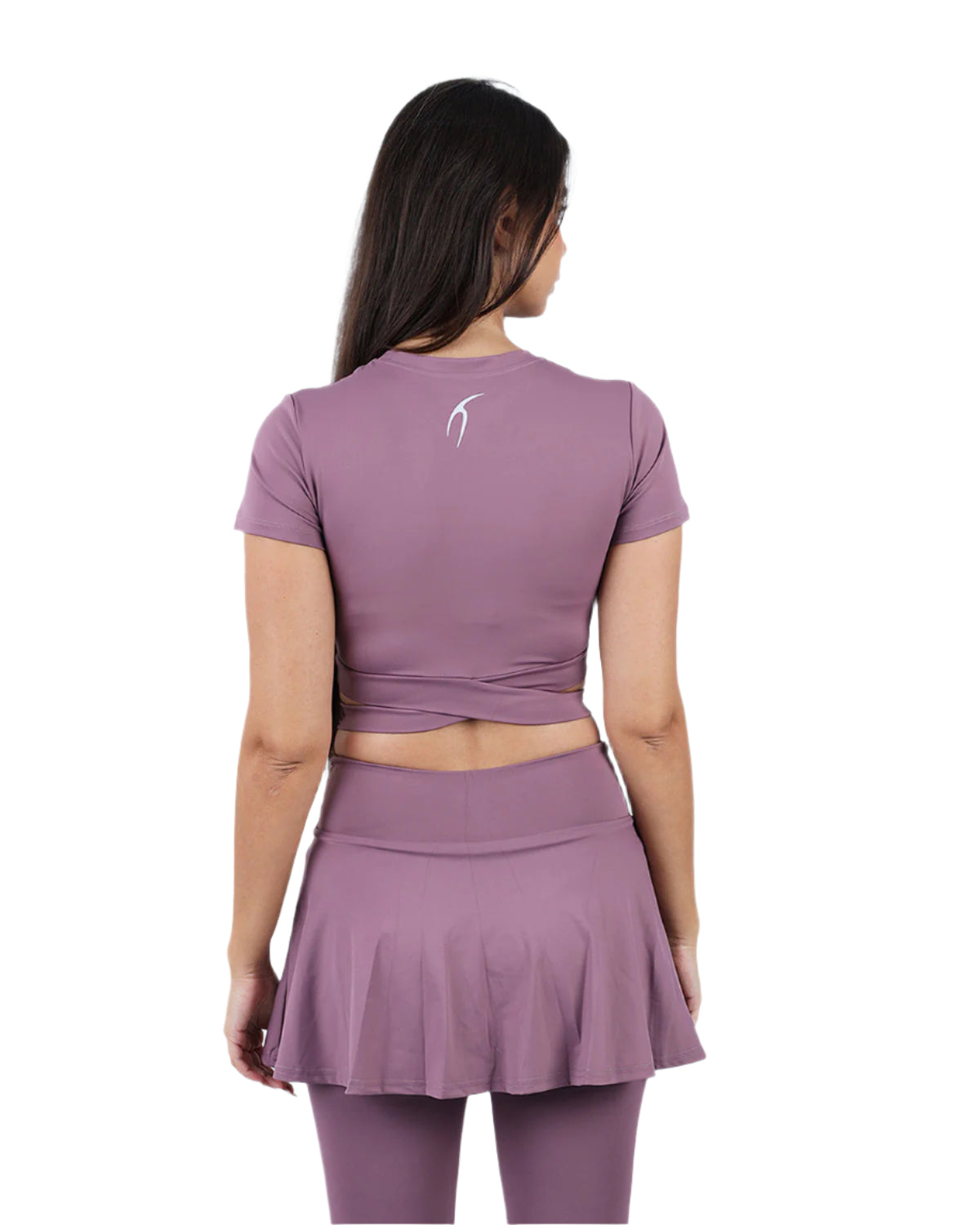Twisted Short Sleeves Purple Crop Top-Atum -59080257