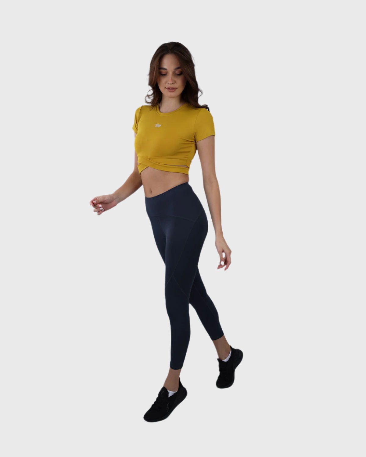Twisted Short Sleeves Yellow Crop Top-Atum -59958048