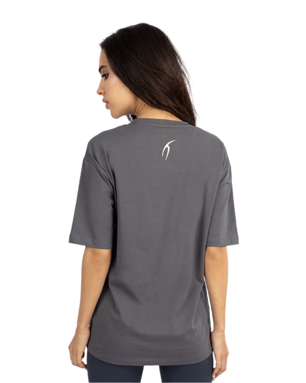 Oversize Printed Women's Gray T-Shirt-Atum -65474161