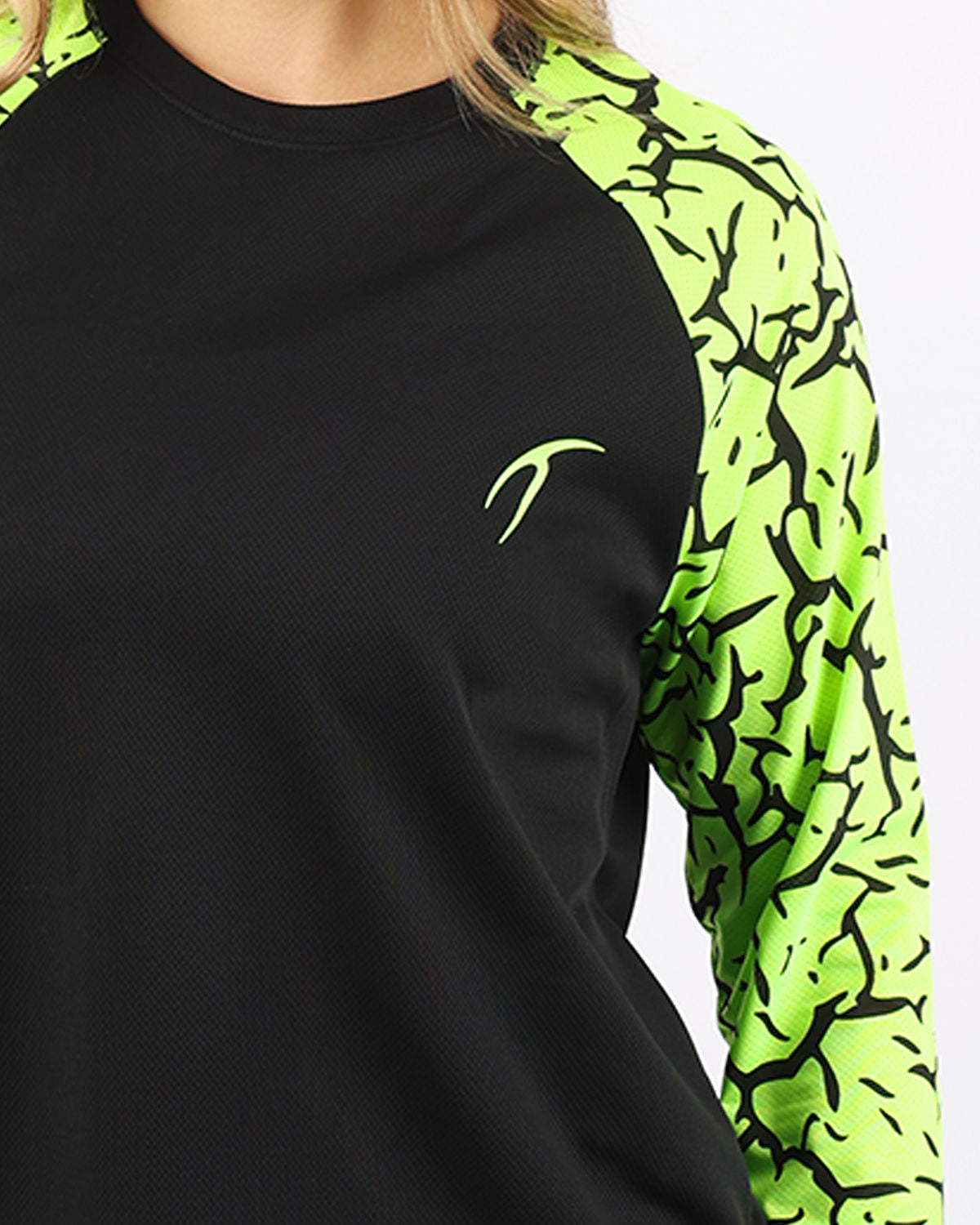 Crew Neck Long Sleeve Green Top-Atum -20951393