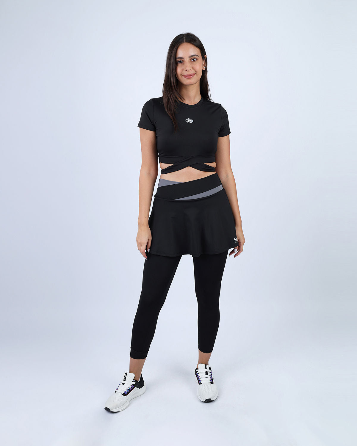 Twisted Short Sleeves Black Crop Top-Atum -56608156