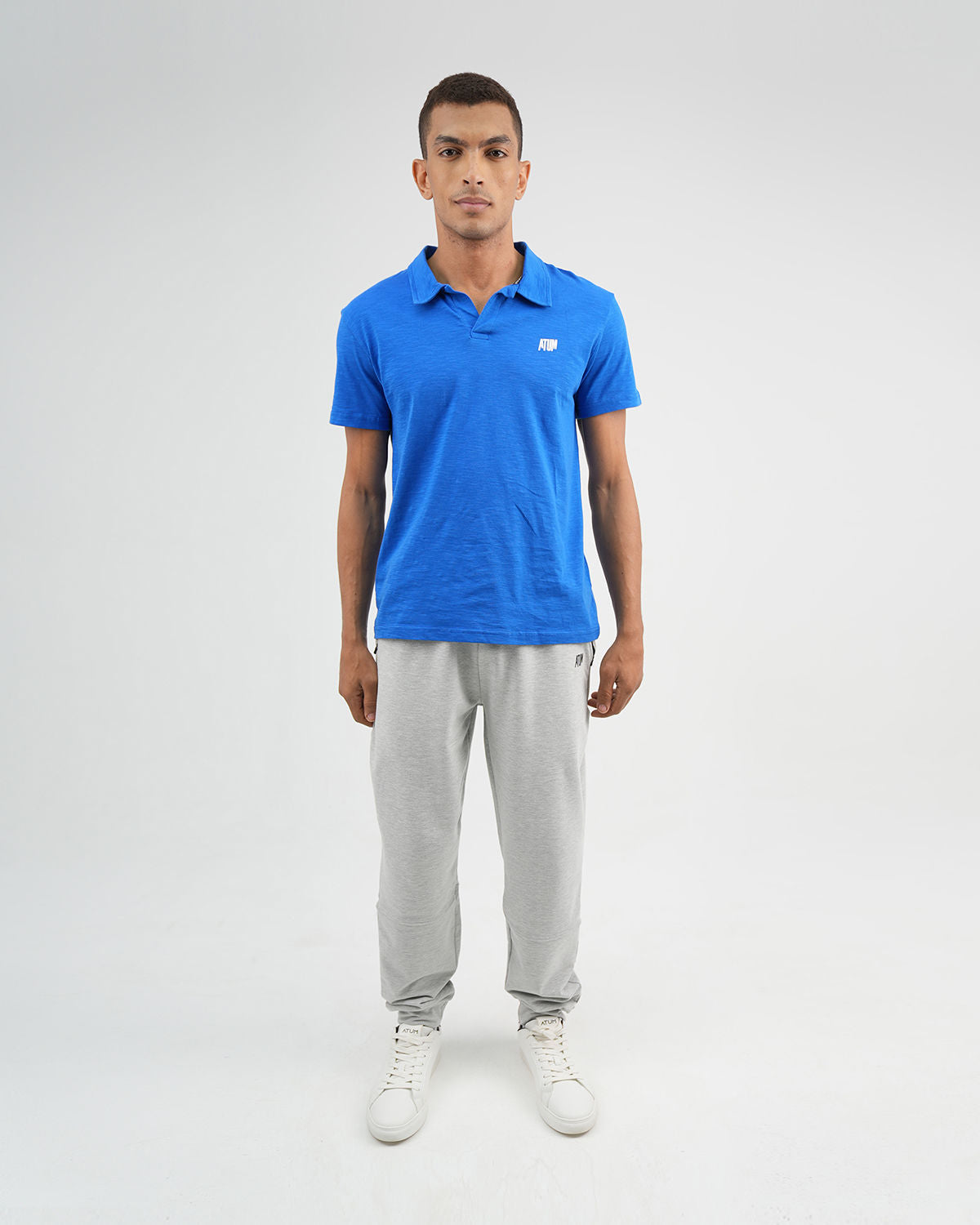 Comfort Slub Blue Polo Shirt-Atum -42006585