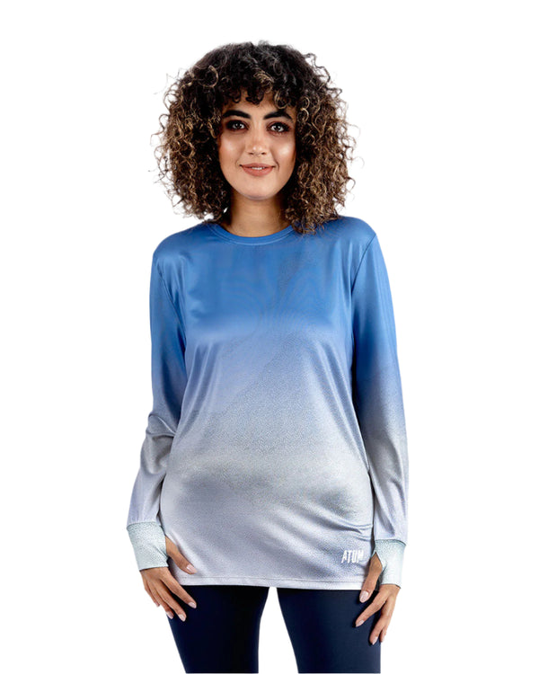 Women's Gradient Blue Top-Atum -98259210