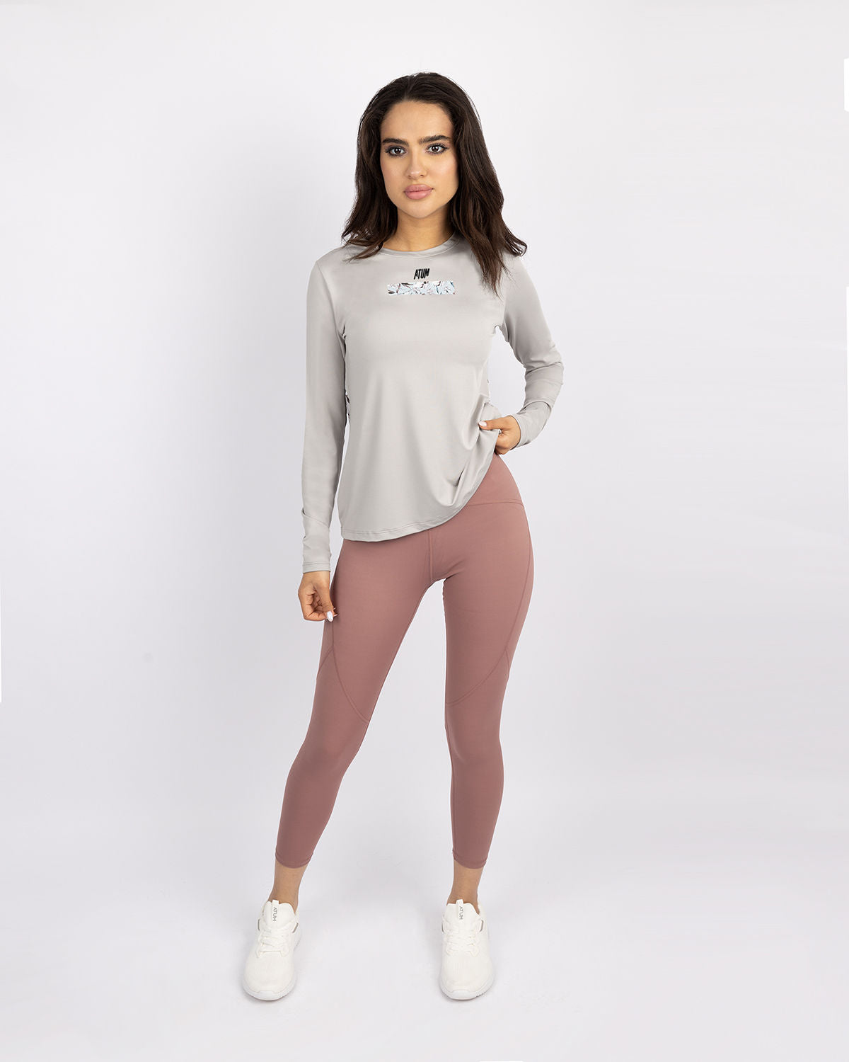 Crew Neck Women's Gray T-Shirt-Atum -66924269