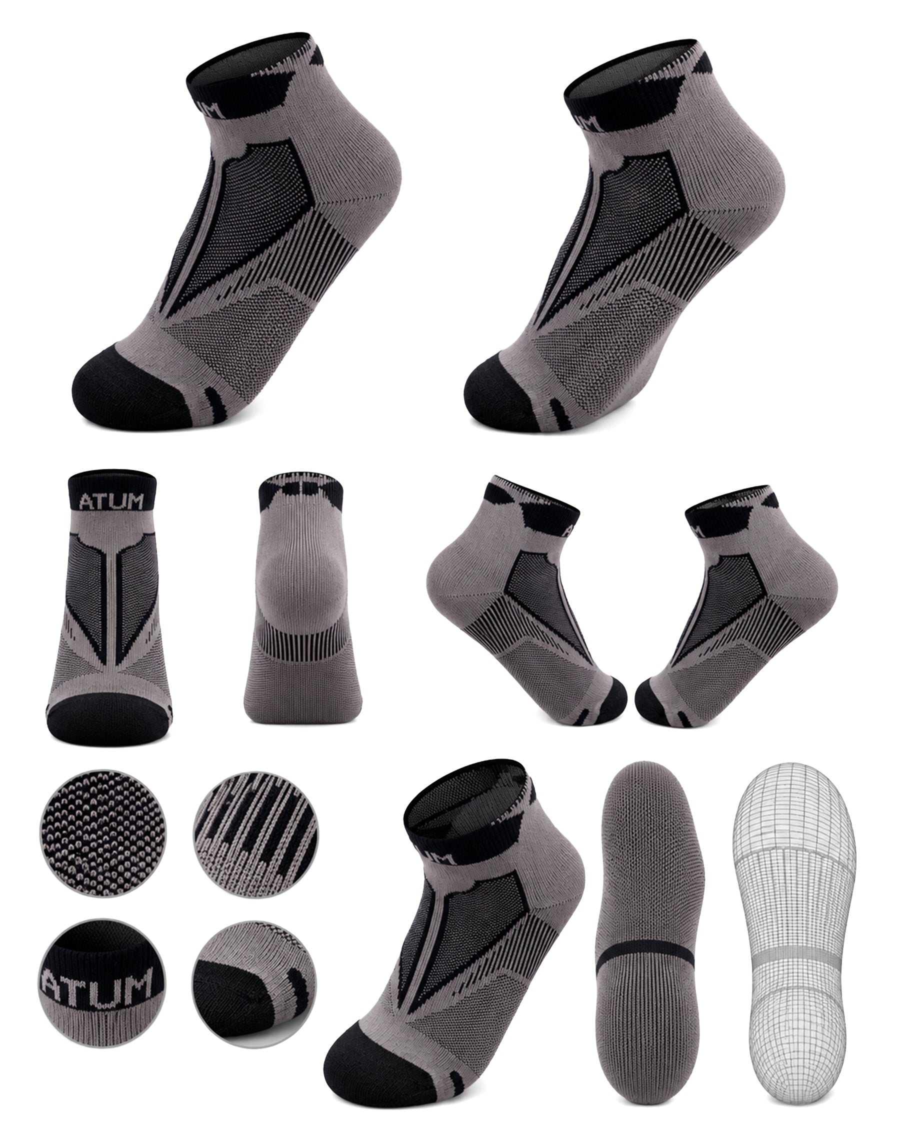 Adults Unisex Low-Cut Gray Training Socks