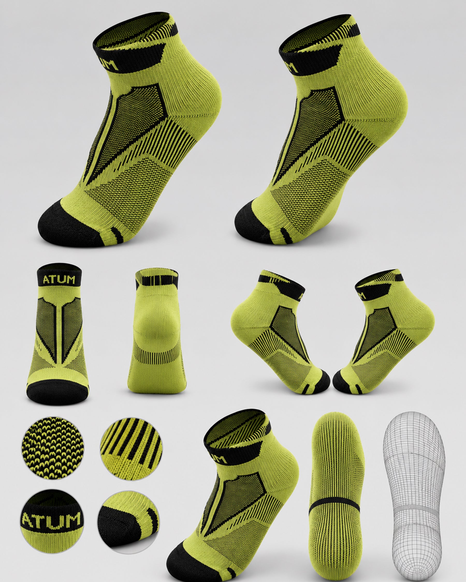 Adults Unisex Low-Cut Green Training Socks