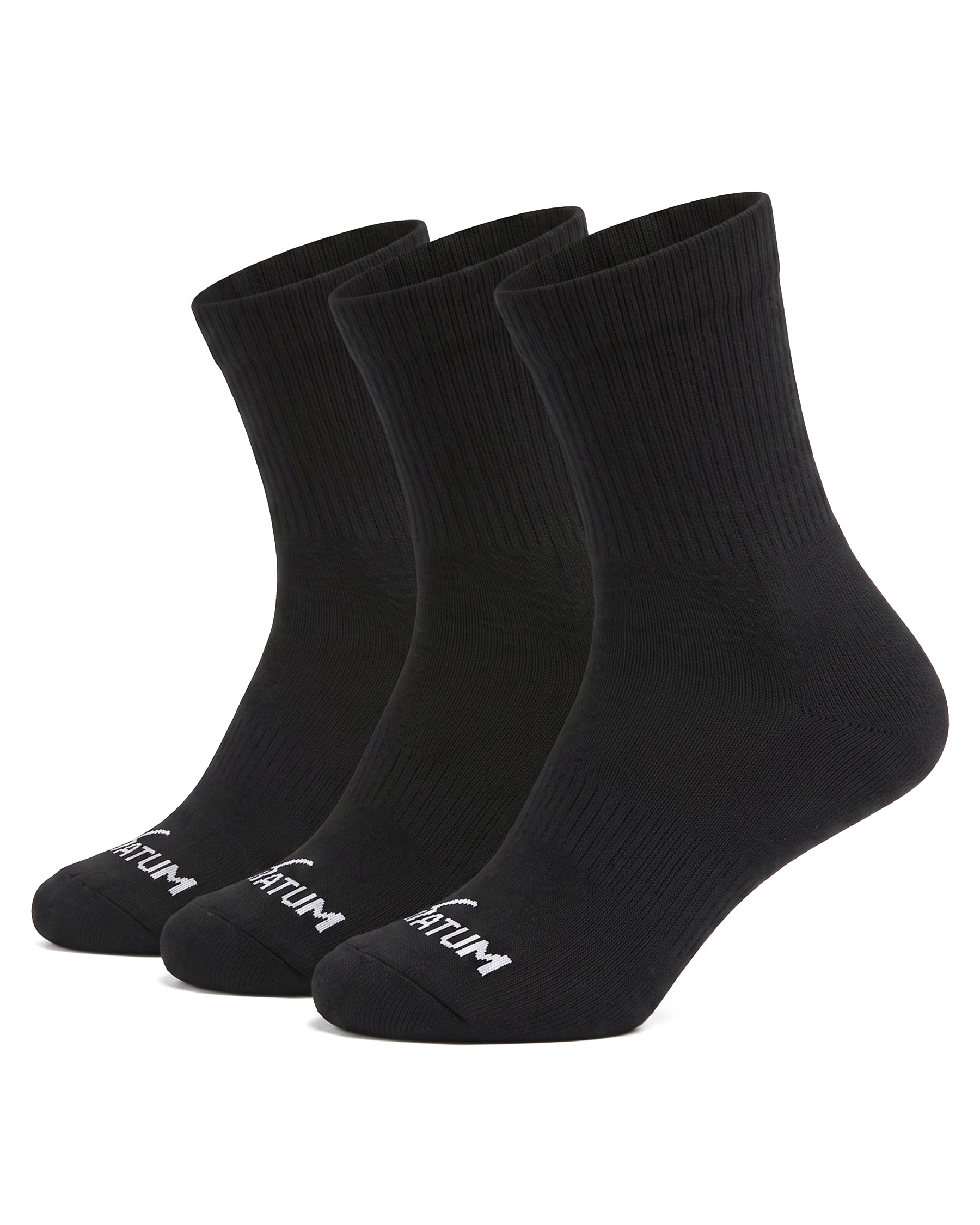 Kids Mid-Crew Black Socks-Pack of 3-Atum -74973943