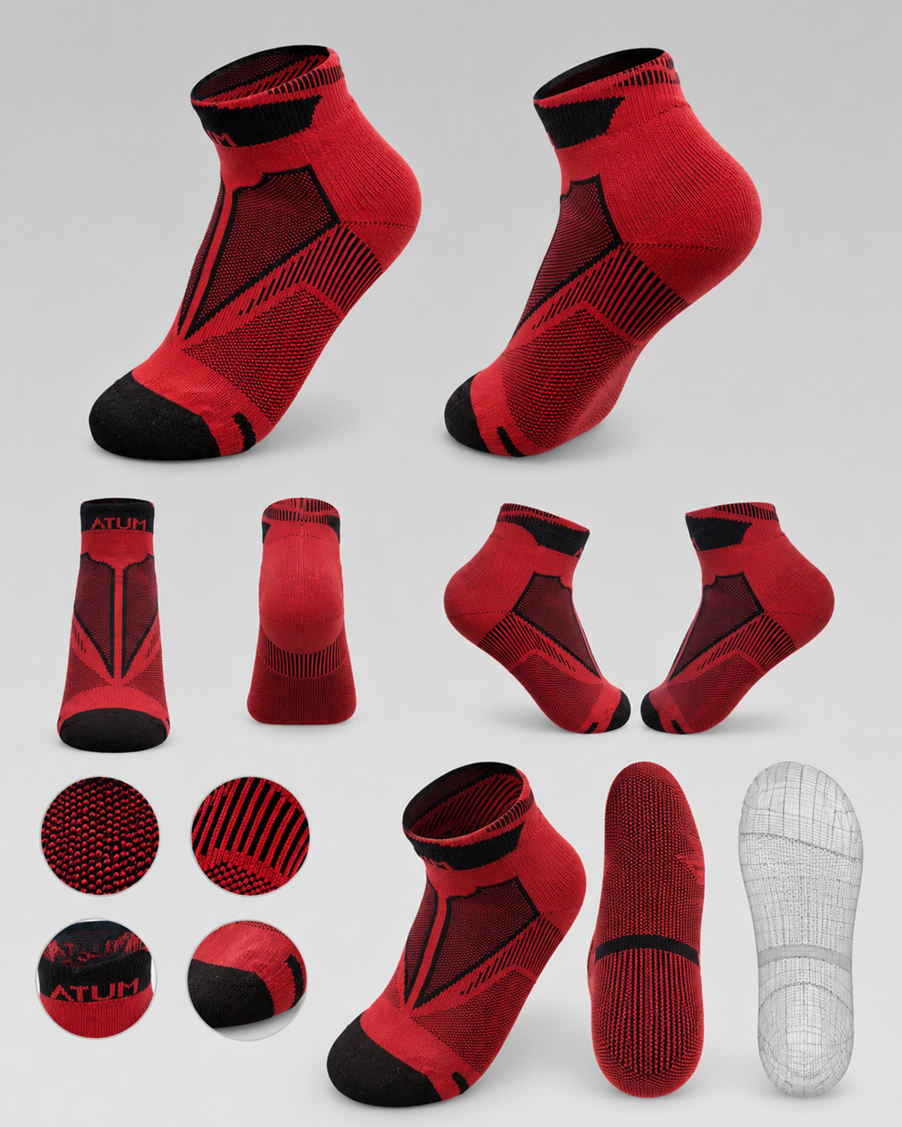 Kids Low-Cut Red Training Socks-Atum -24985238