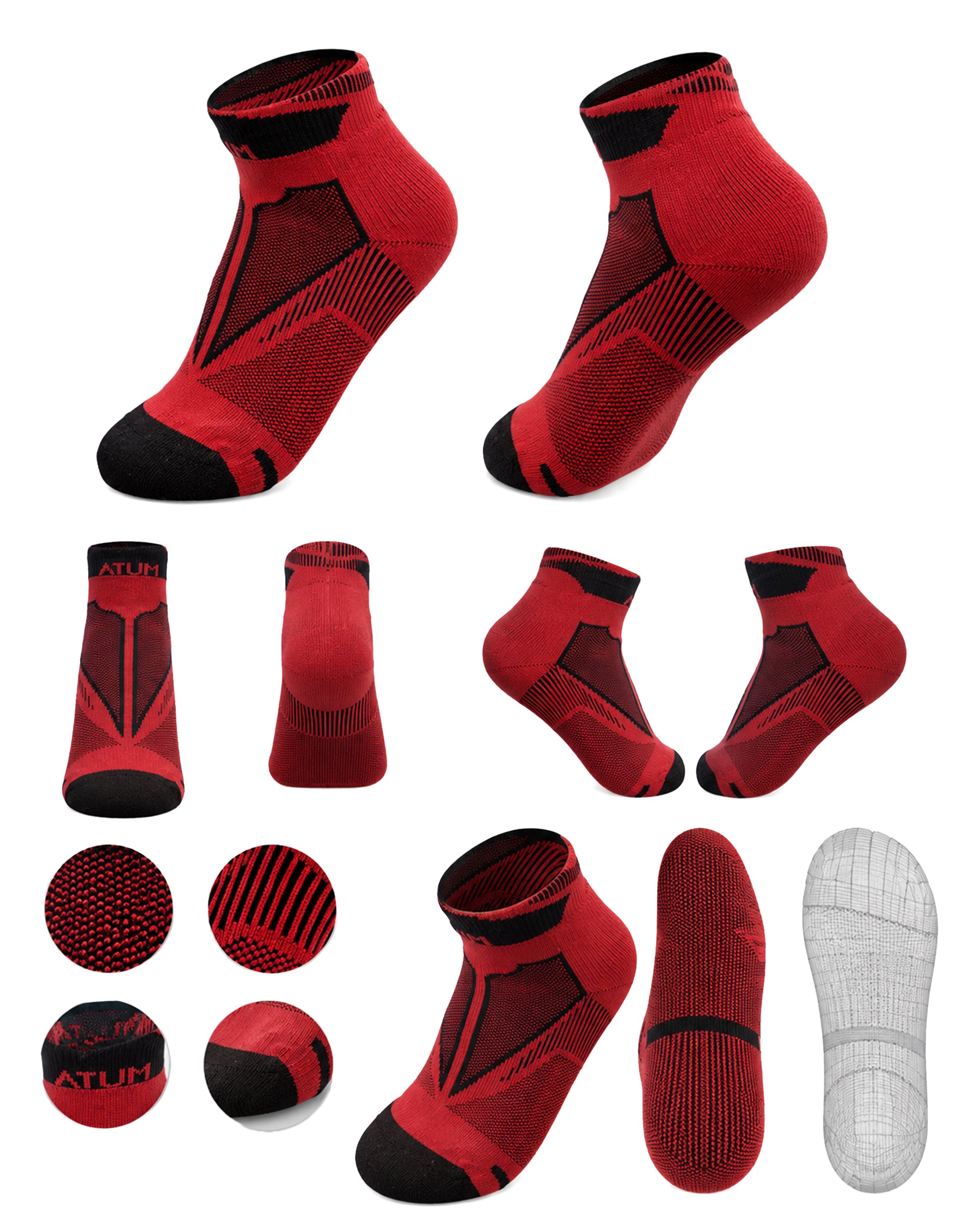 Kids Low-Cut Red Training Socks-Atum -40191252