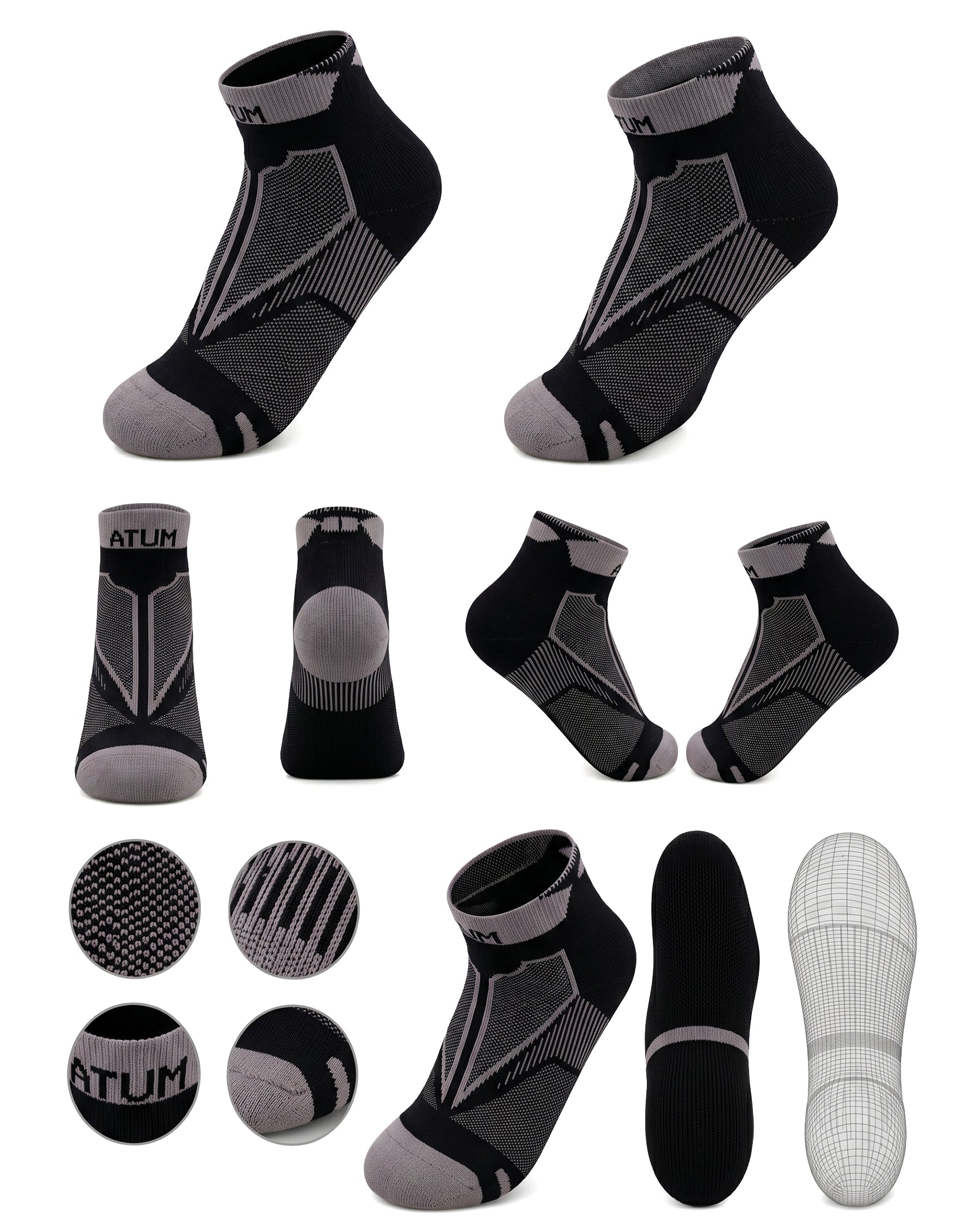 Adults Unisex Low-Cut Black Training Socks