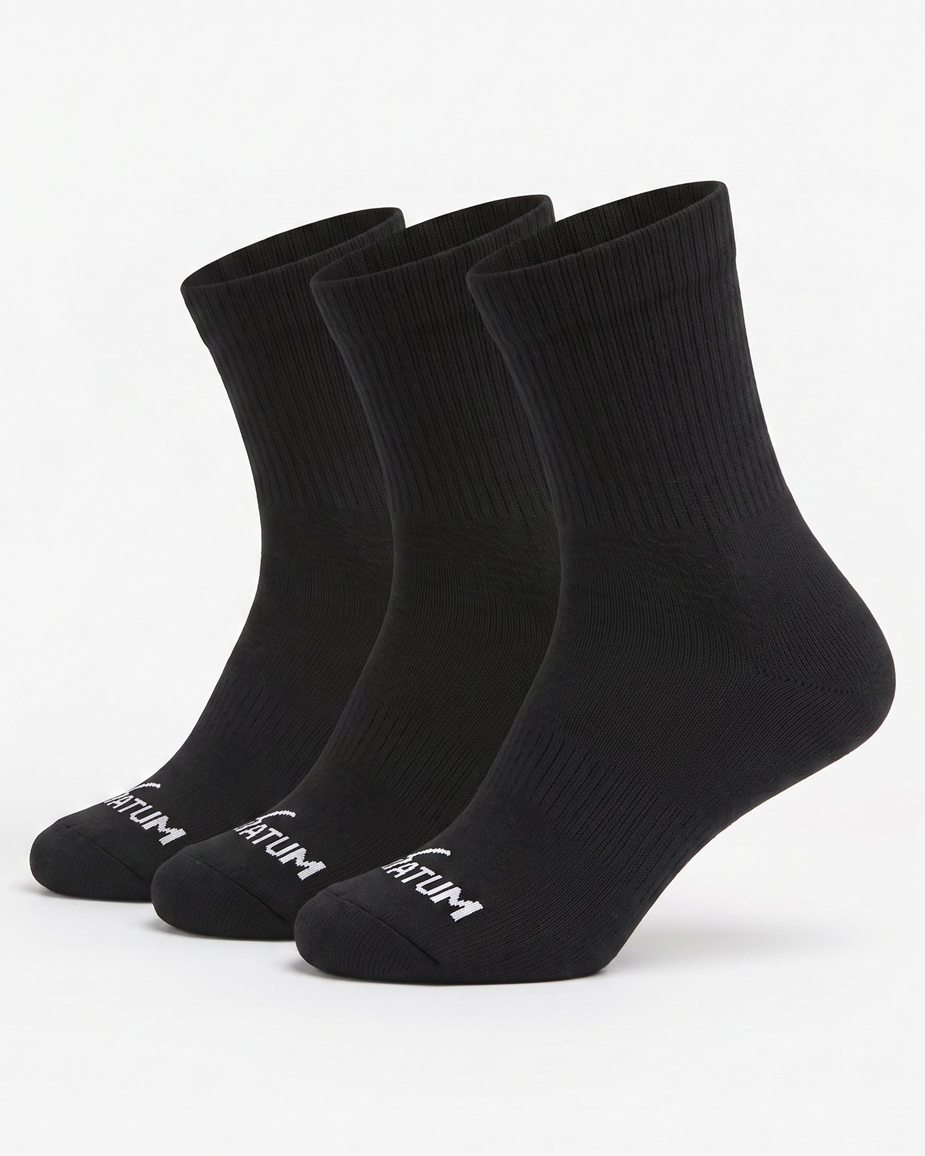 Kids Mid-Crew Black Socks-Pack of 3-Atum -34407122