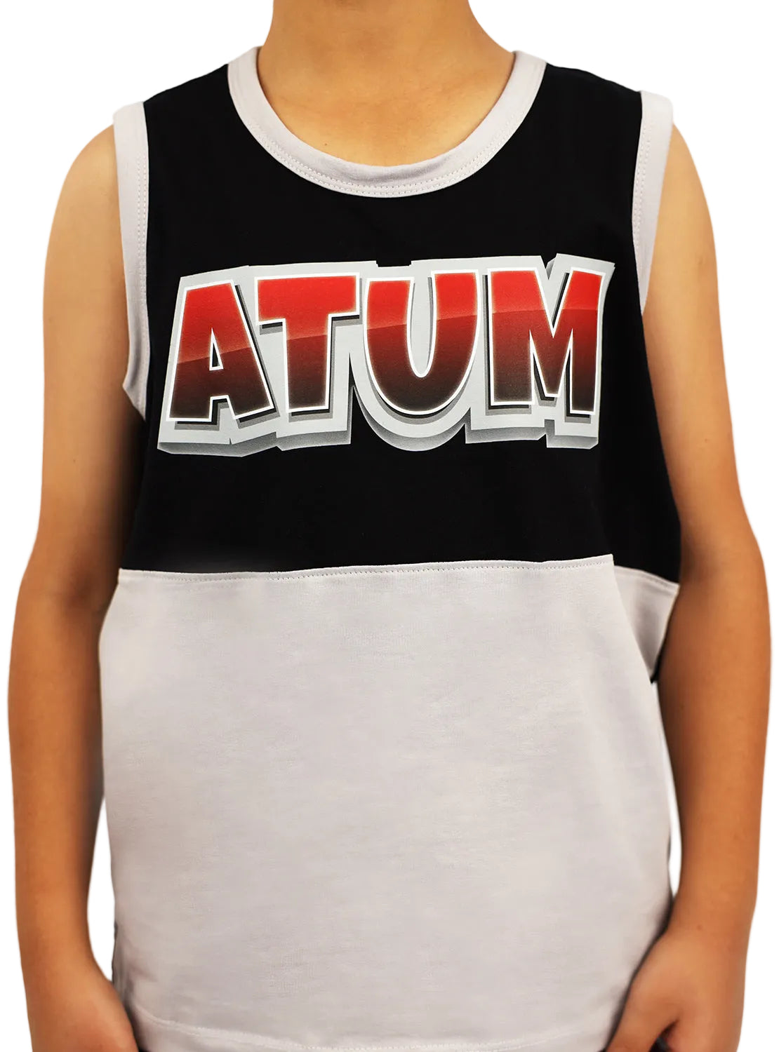 Graphic Logo Boy's Black Tank Top-Atum -16130892