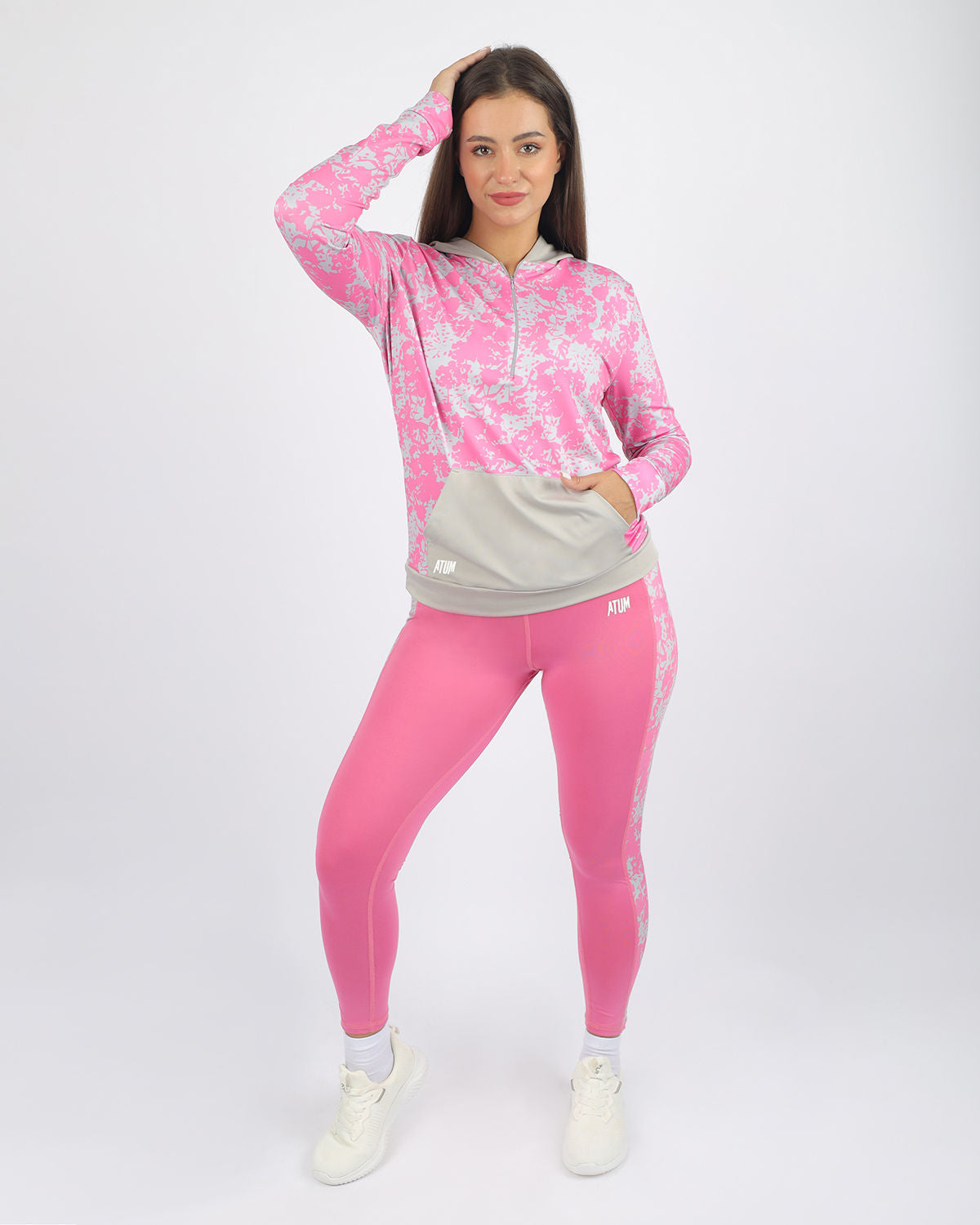 Printed Panel Pink Leggings-Atum -99987338