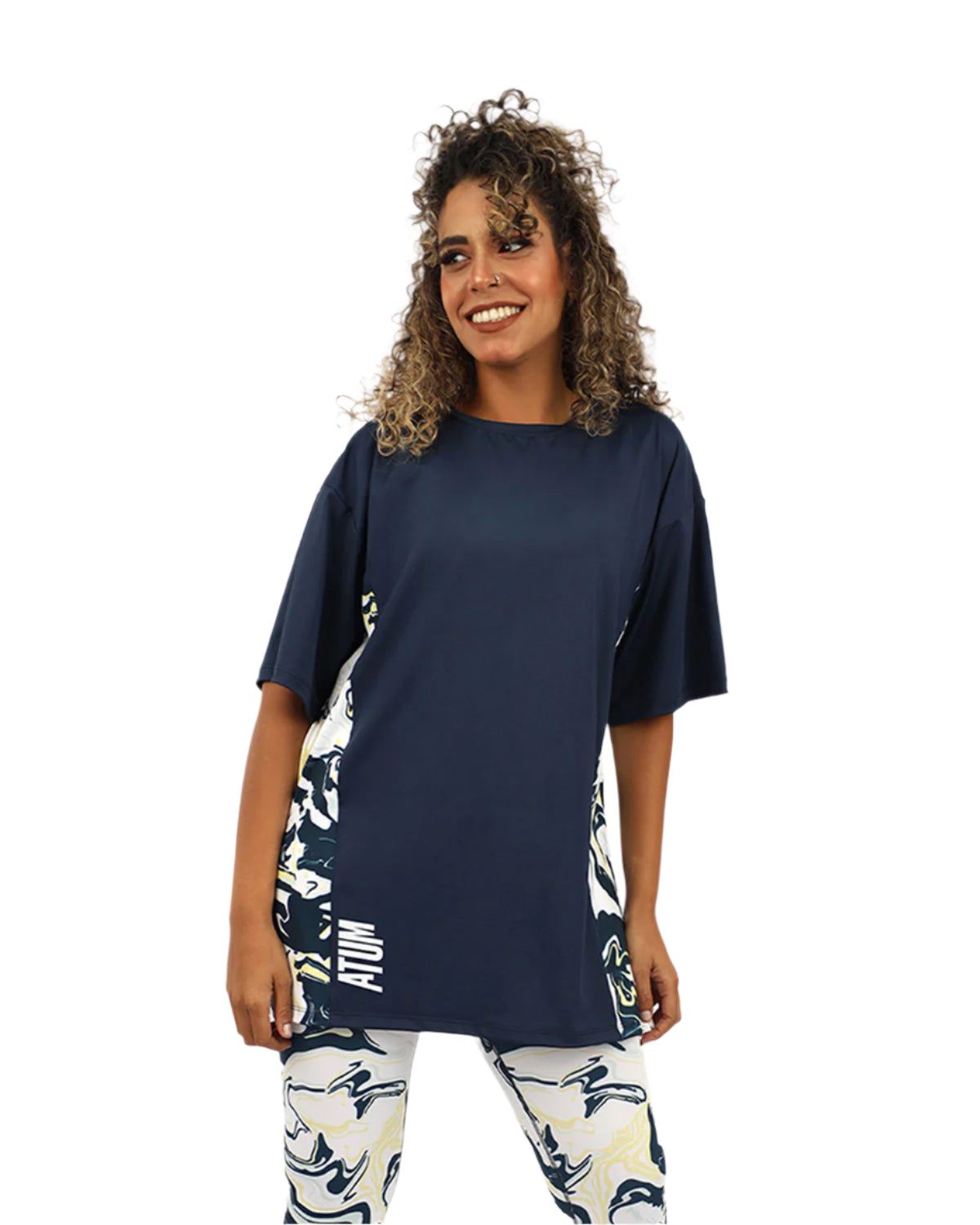 Women's Oversized Navy T-Shirt-Atum -97435931