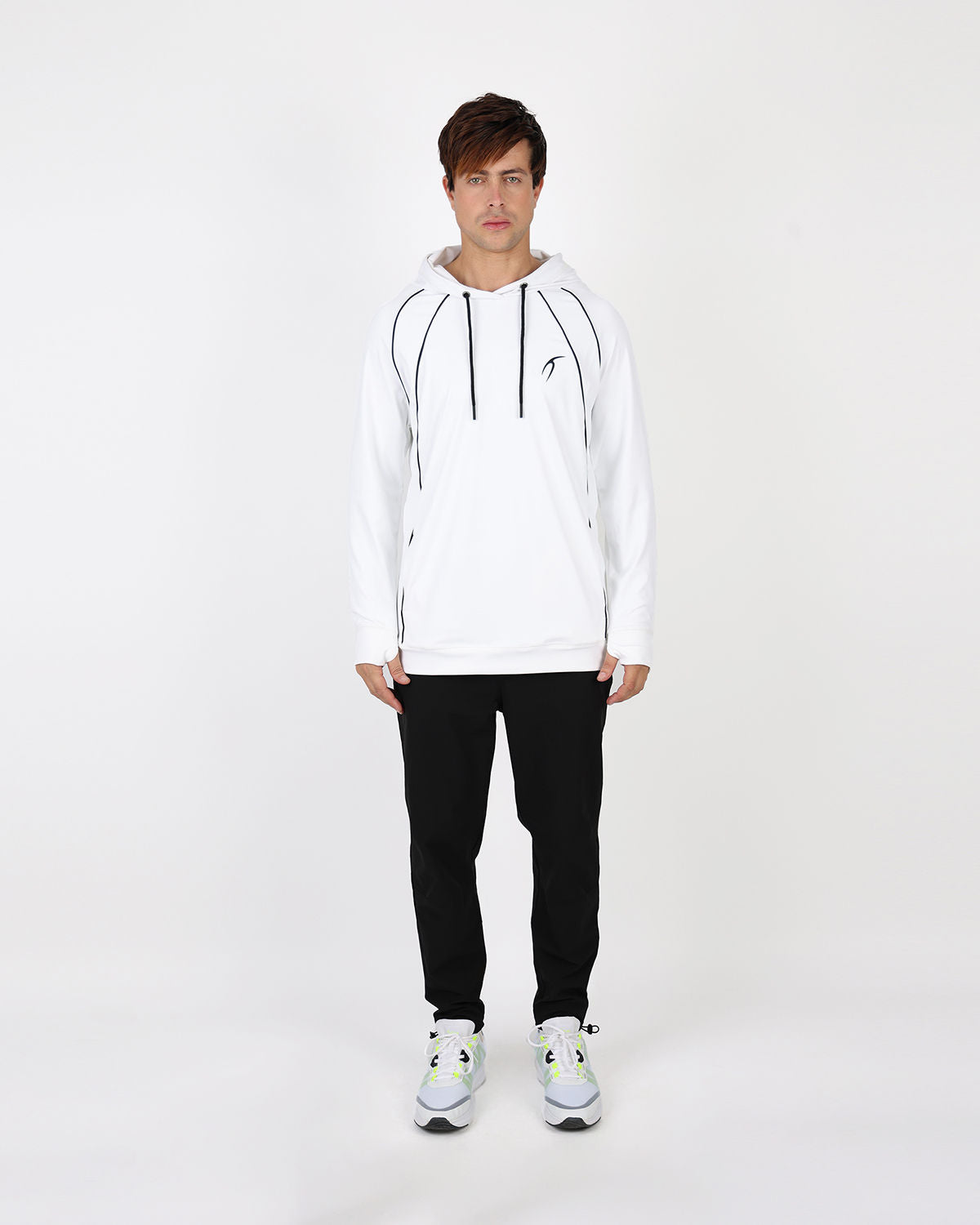 Long-Sleeve Training White Hoodie-Atum -34174623