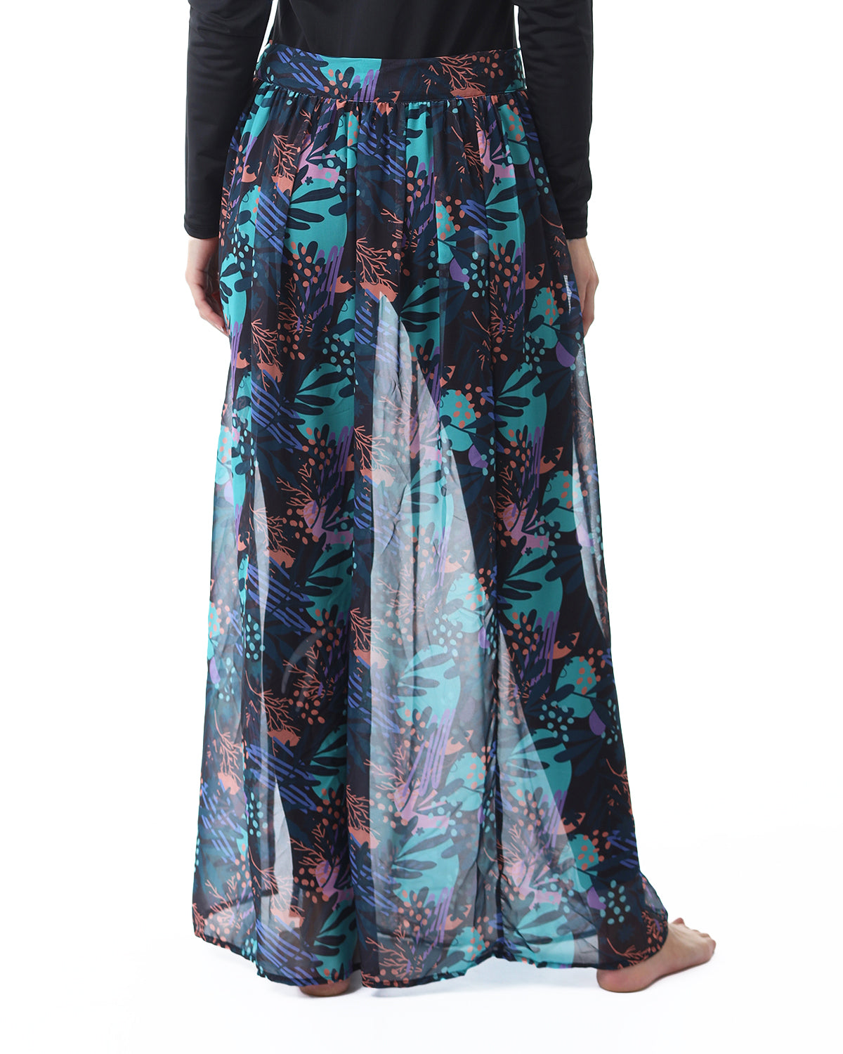Tropical Night Aqua Cover-Up Skirt-Atum -4148672