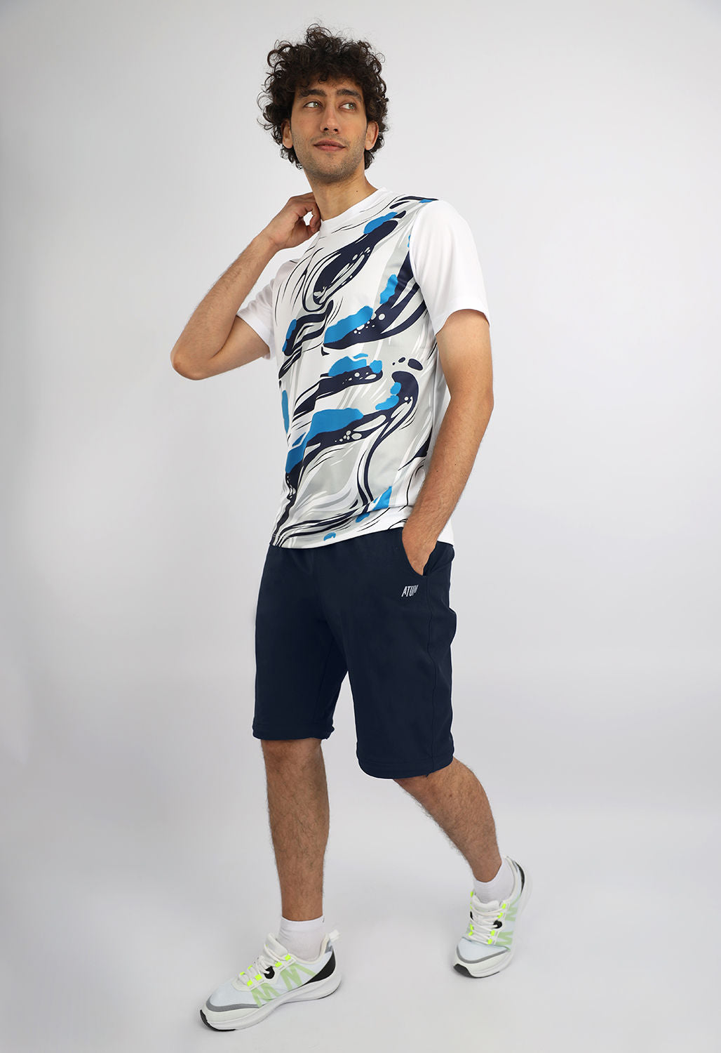 Men's Crew-Neck White T-Shirt-Atum -10896197