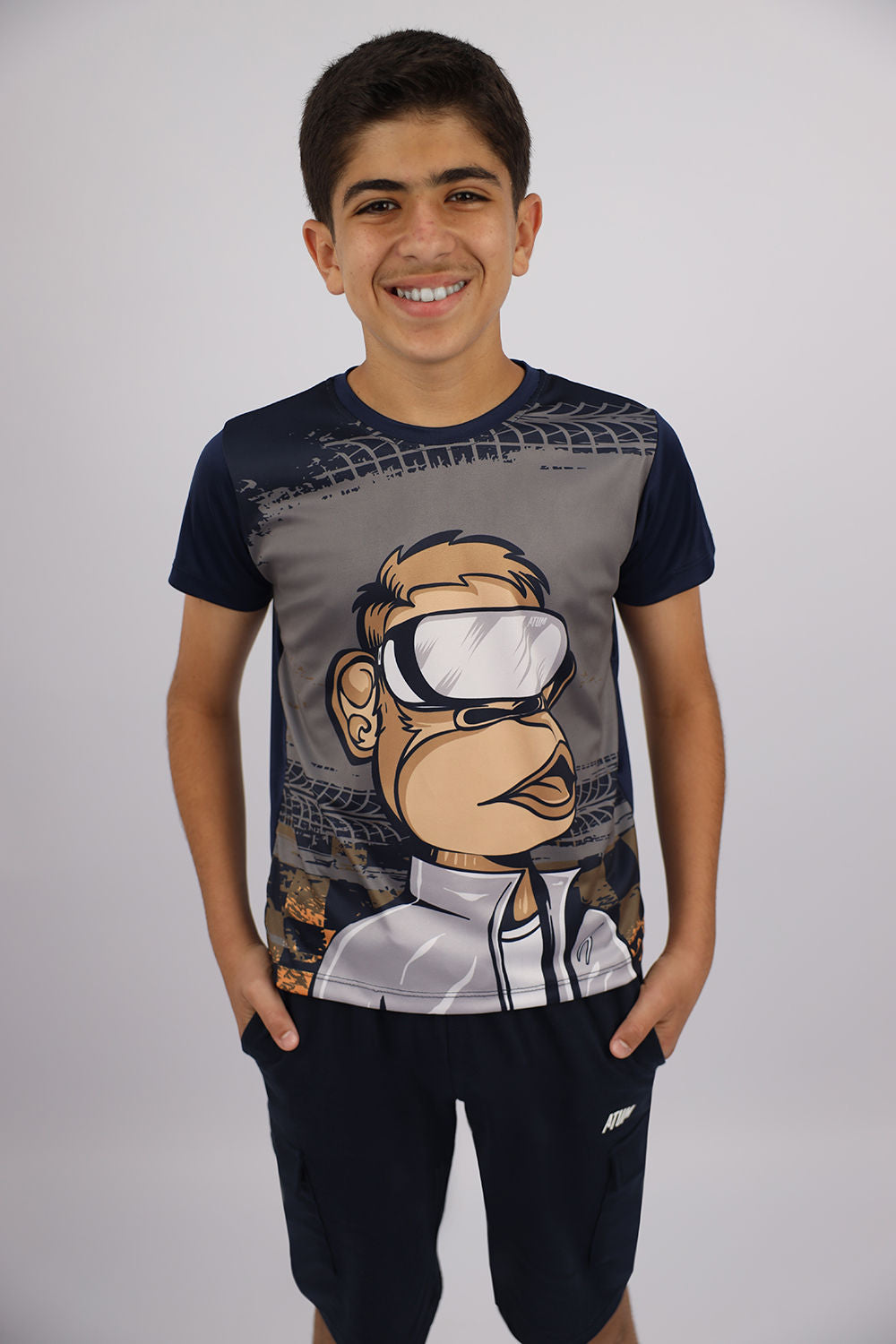 Monkey Graphic Boy's Navy T-Shirt