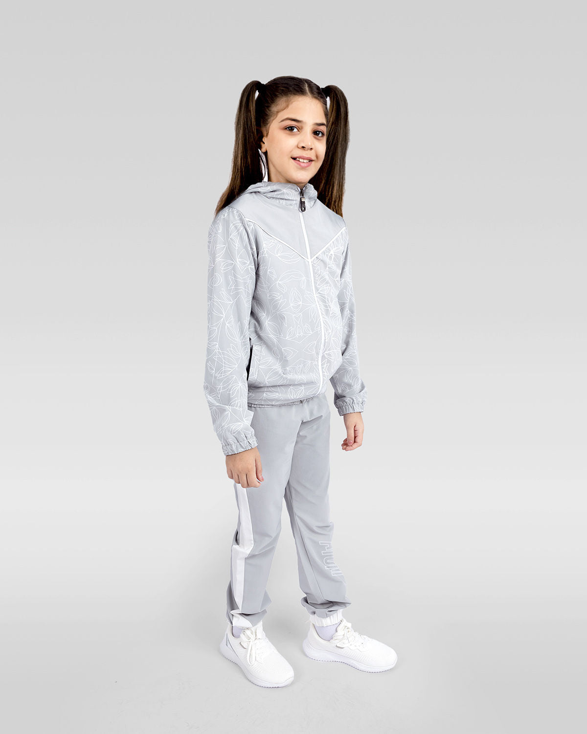 Printed Girl's Gray Pants-Atum -49741487