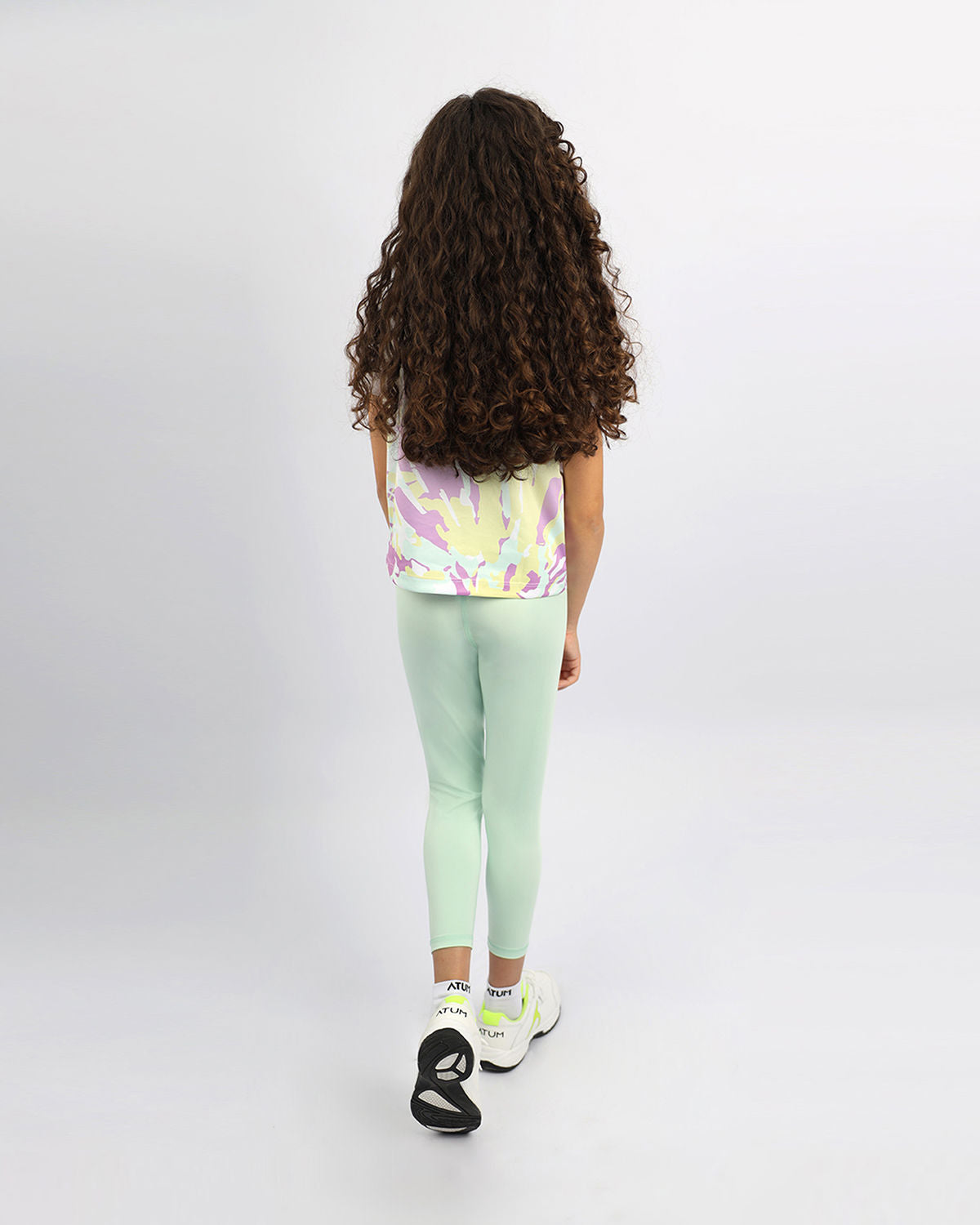 Girl's Floral Mint Leggings-Atum -46235559