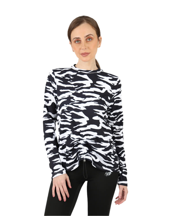 Cinchable Long-Sleeve Black T-Shirt-Atum -25109773