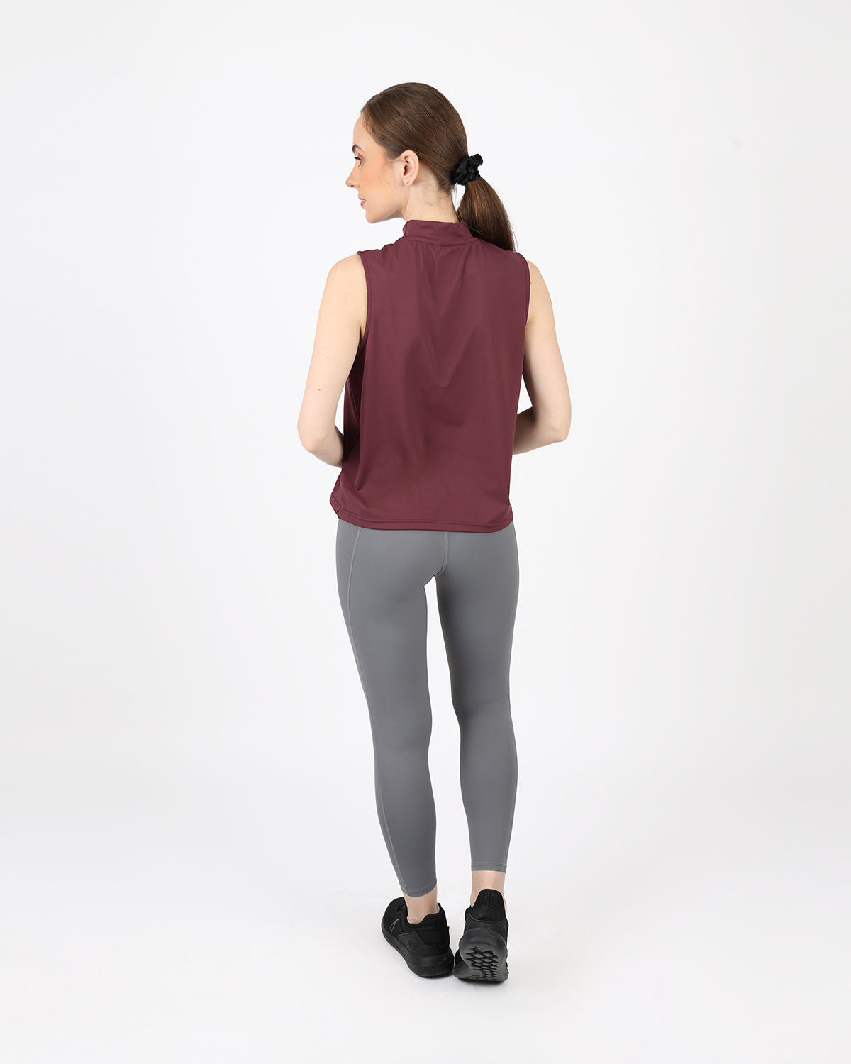 Sleeveless Training Burgundy Tank Top-Atum -90837346