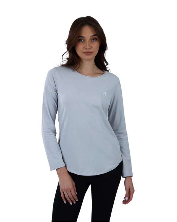 Basic Long Sleeve Gray T-Shirt-Atum -42262827