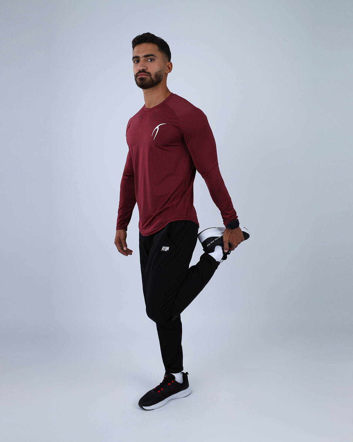 Long Sleeve Running Burgundy Tee-Atum -11011100