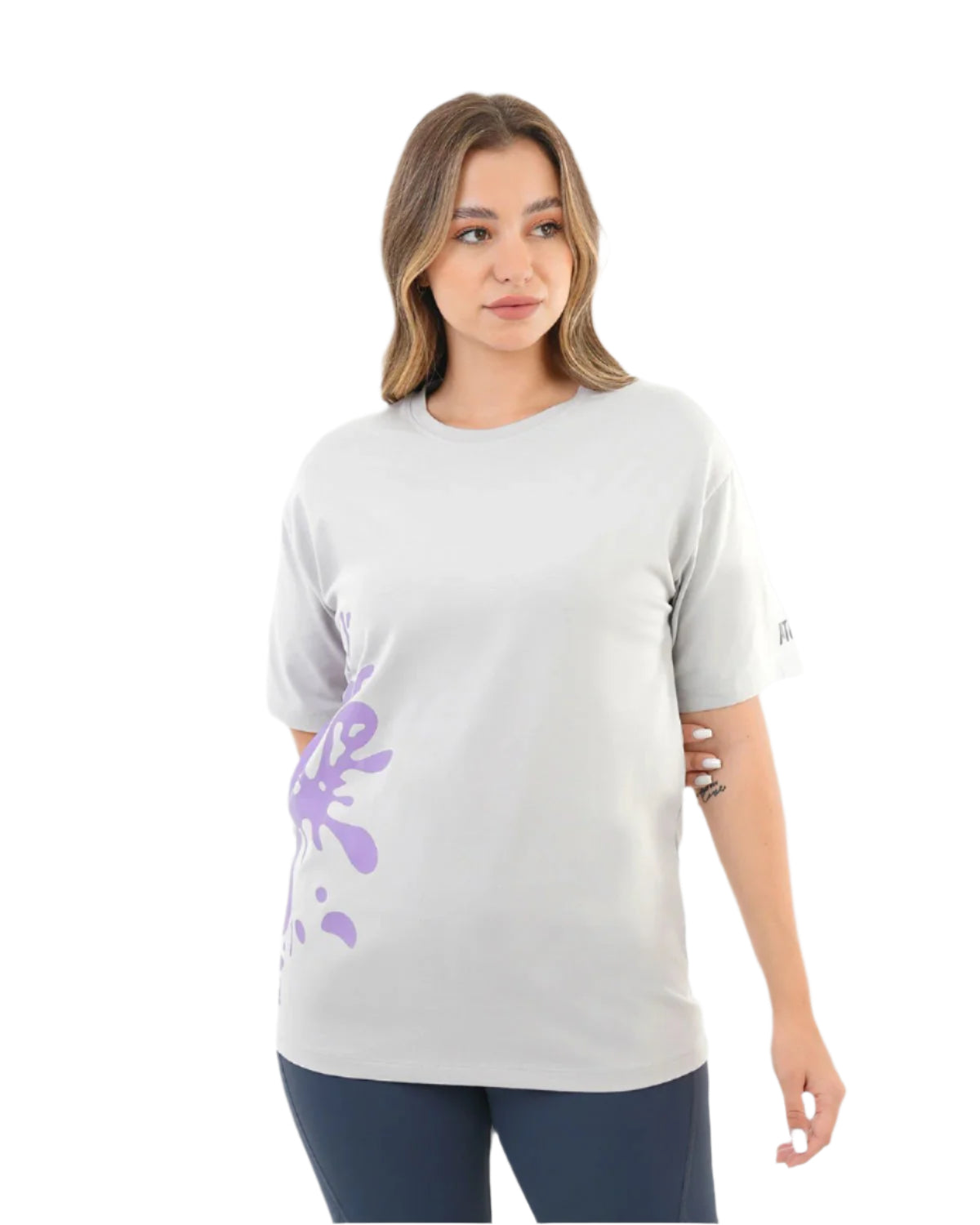 Oversized Splash Gray T-Shirt-Atum -1014707