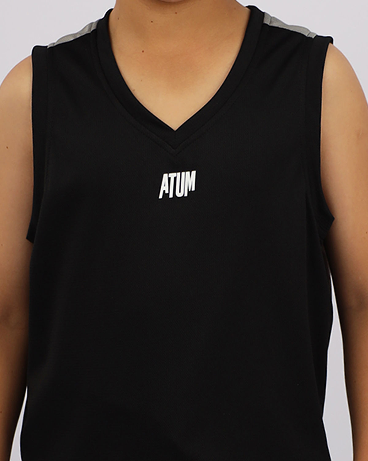 Basic Vneck Black Tank Top-Atum -49030858