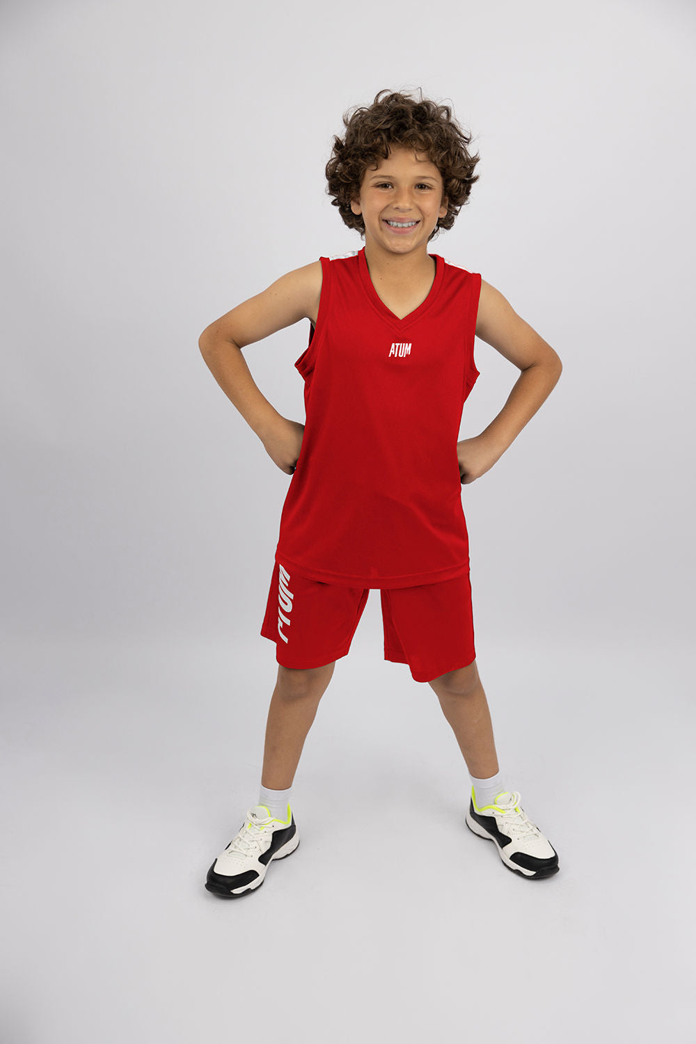 Basic Vneck Red Tank Top-Atum -81710034