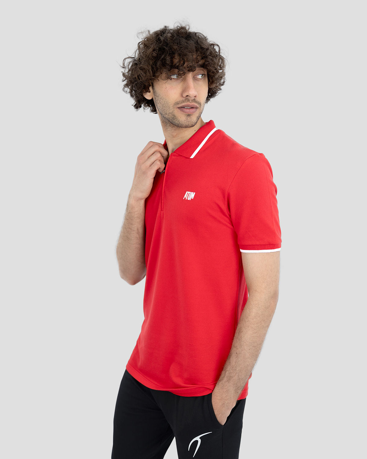 Men's Red Polo Shirt-Atum -16796476