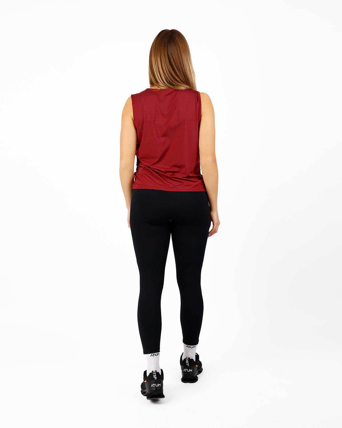 YOGA Twist Cropped Burgundy Tank Top-Atum -91191658