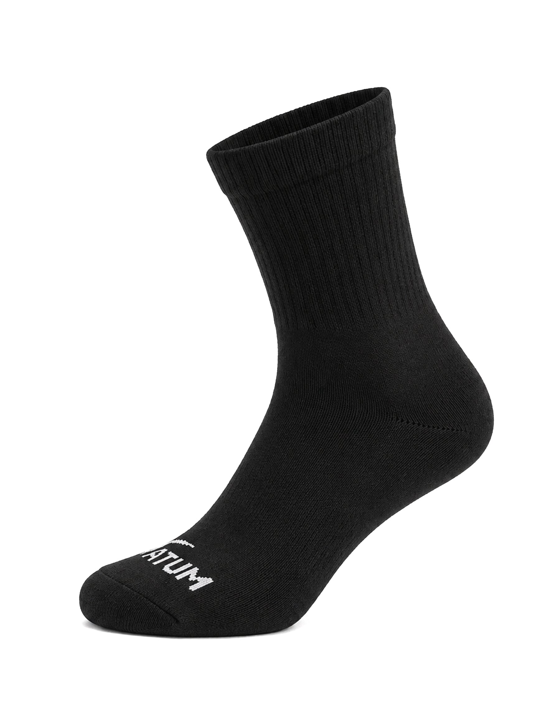 Kids Mid-Crew Black Socks-Pack of 3-Atum -22180753