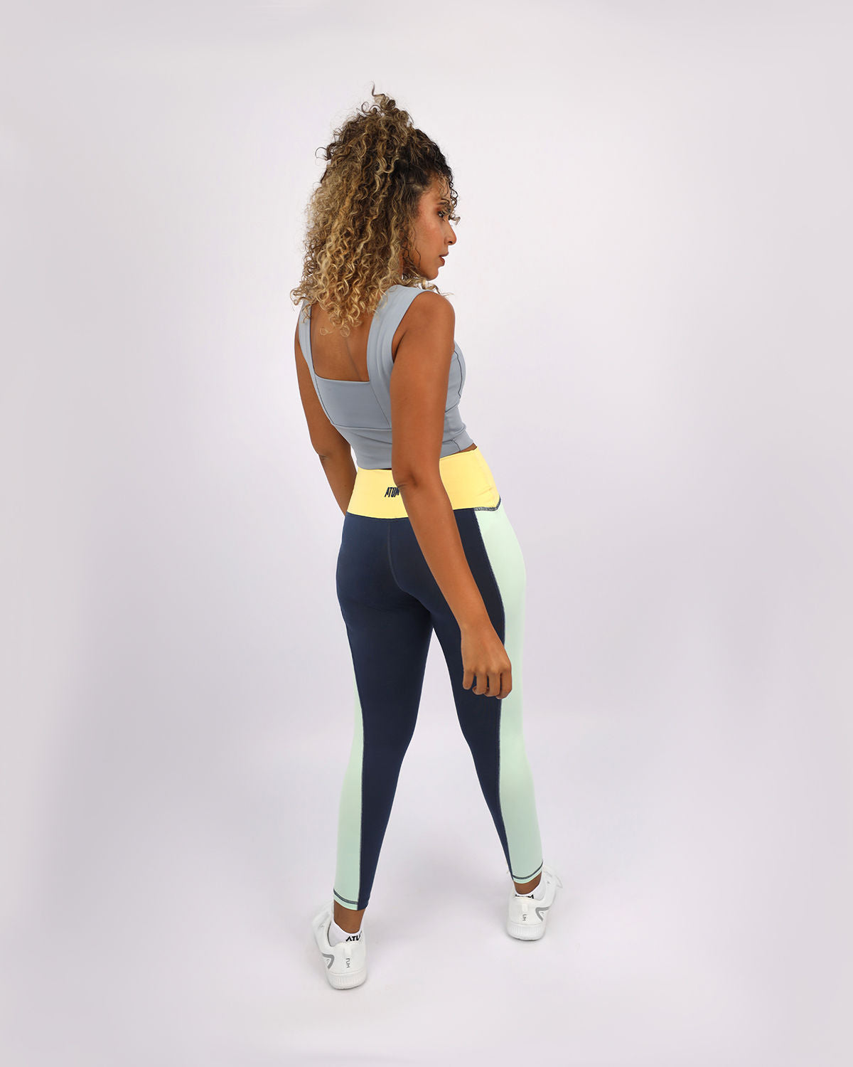 High Waist Women's Navy Leggings-Atum -74926374