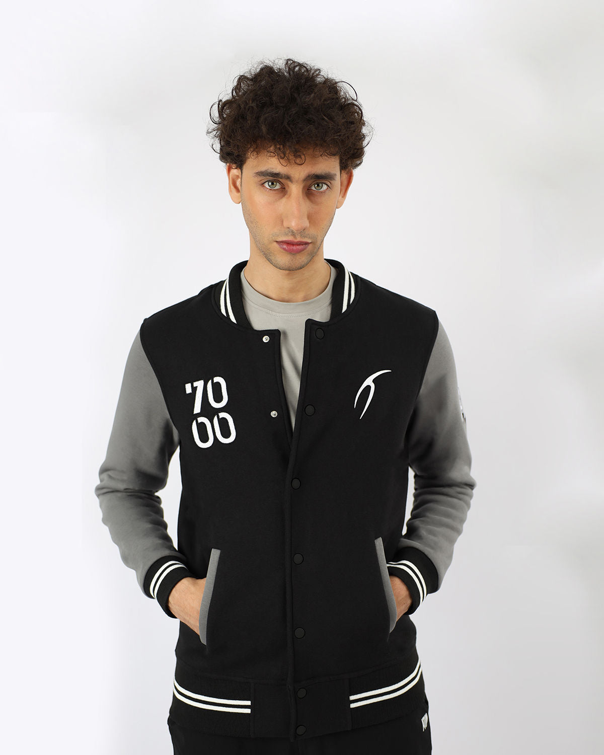 Varsity Black Men's Jacket-Atum -79538056