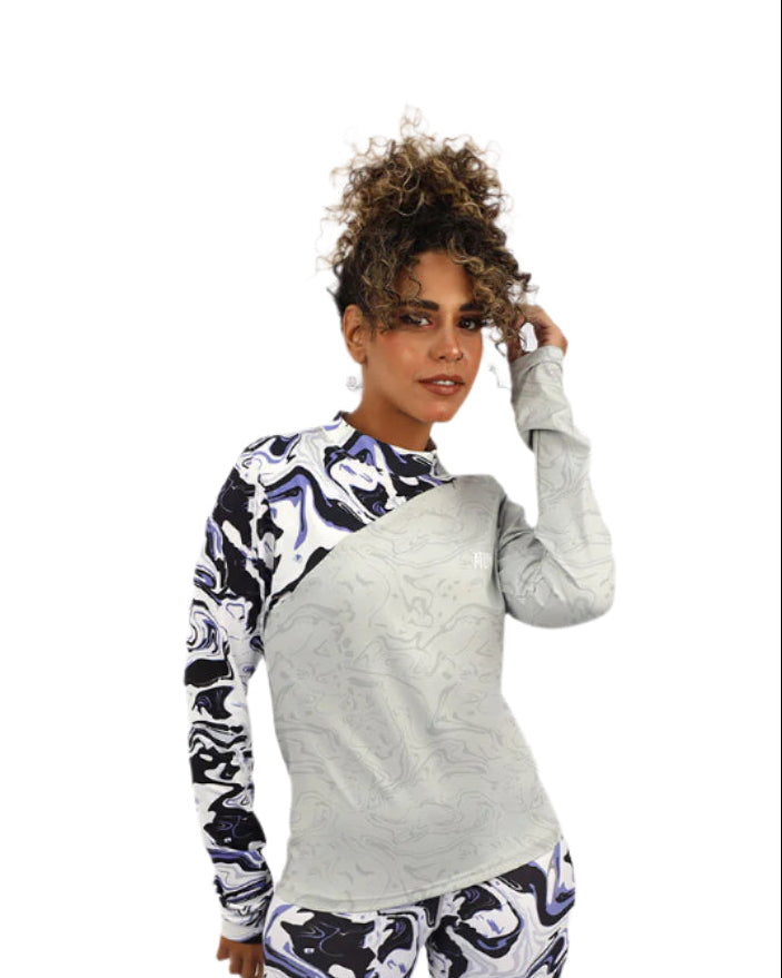 Long Sleeve Women's Gray T-Shirt-Atum -38451444