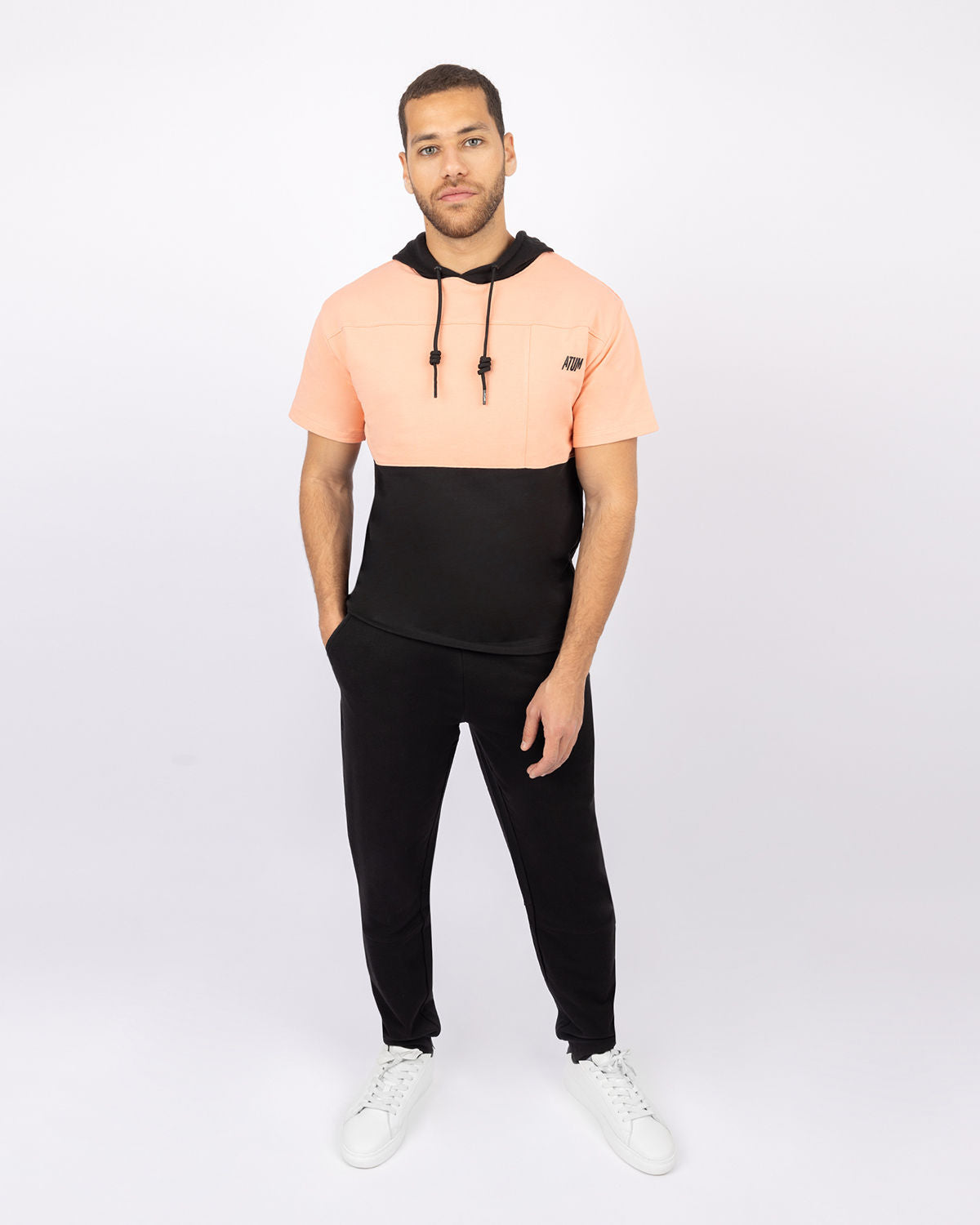 Half Sleeve Coral Hoodie-Atum -31354956