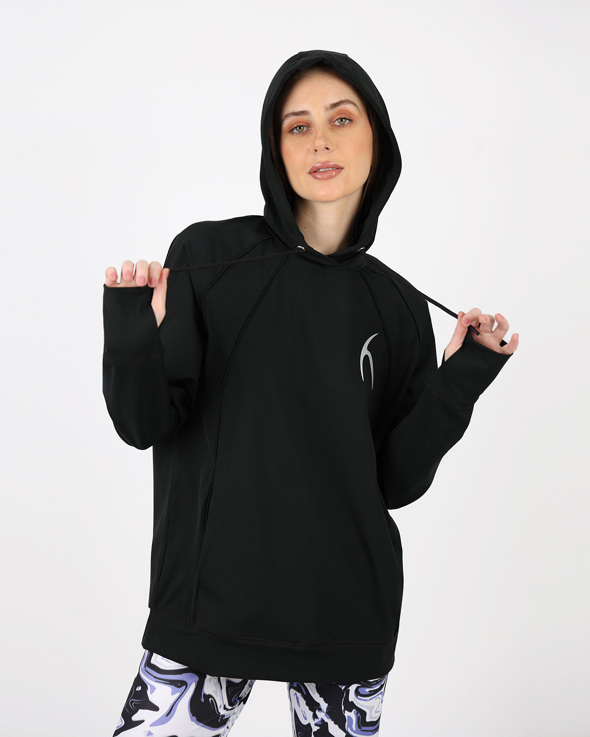 Long-Sleeve Training Black Hoodie-Atum -82746321