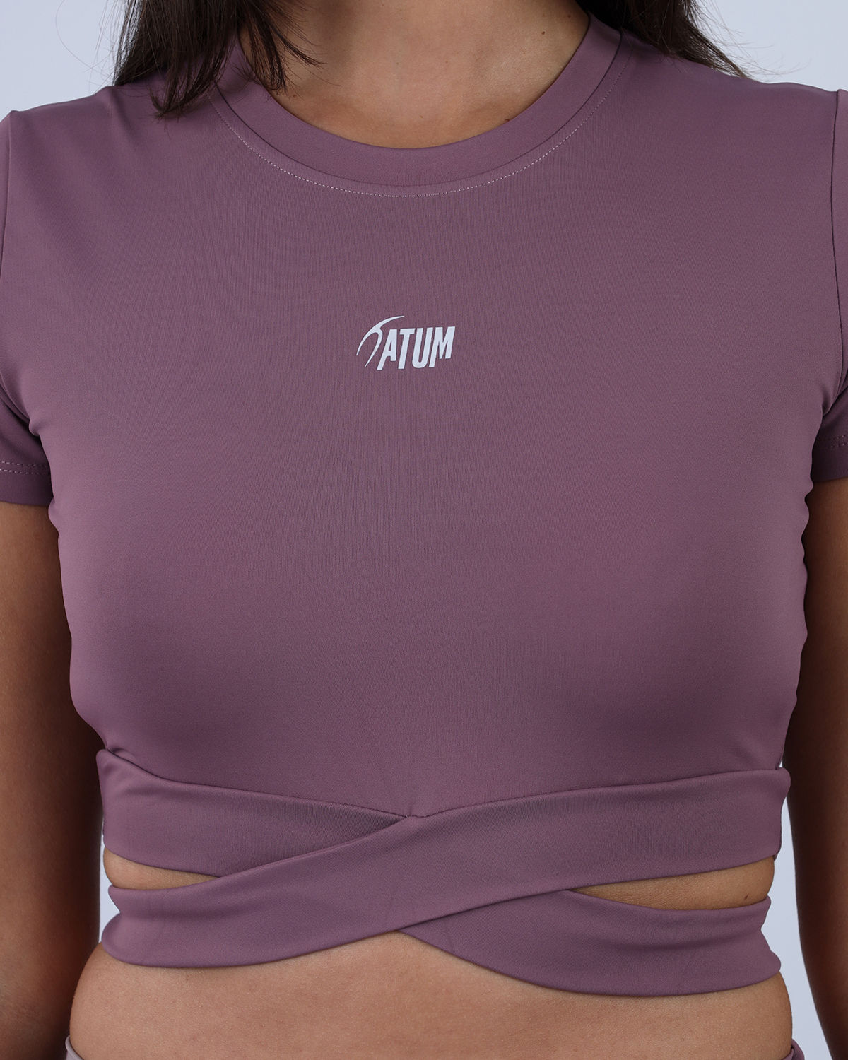 Twisted Short Sleeves Purple Crop Top-Atum -91853270