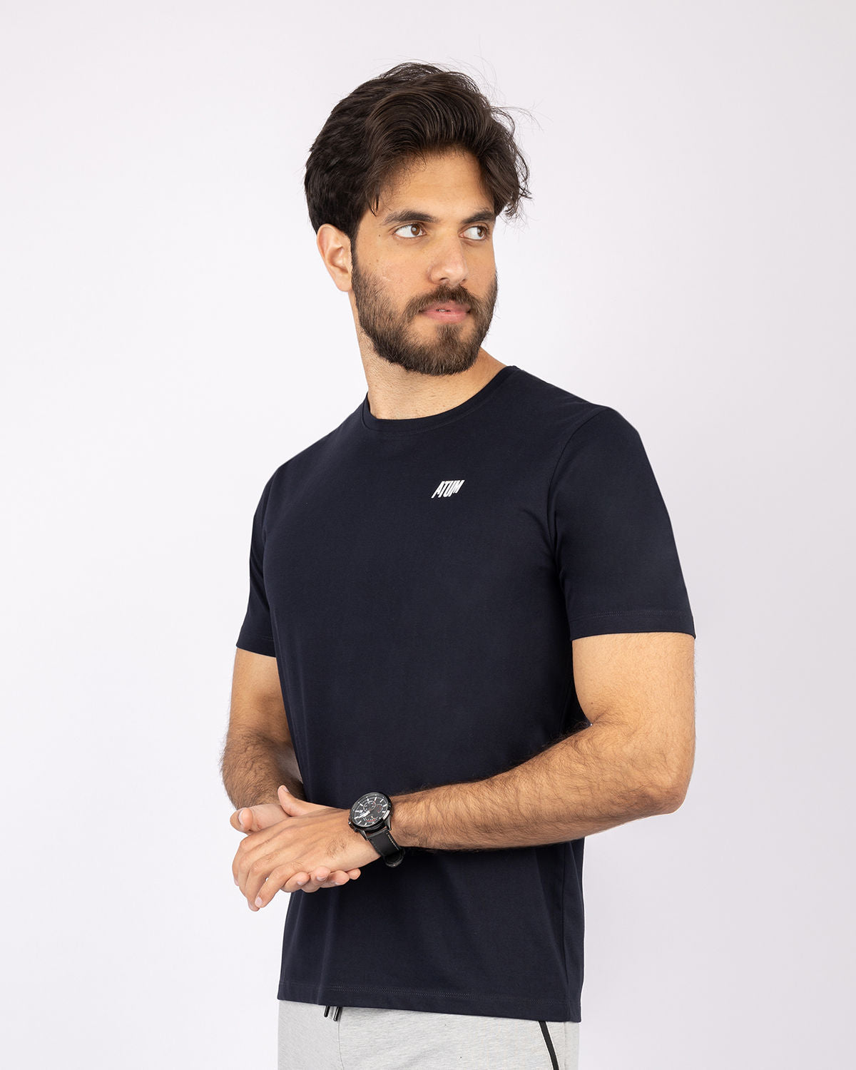 Basic Cotton Navy T-Shirt-Atum -60419241