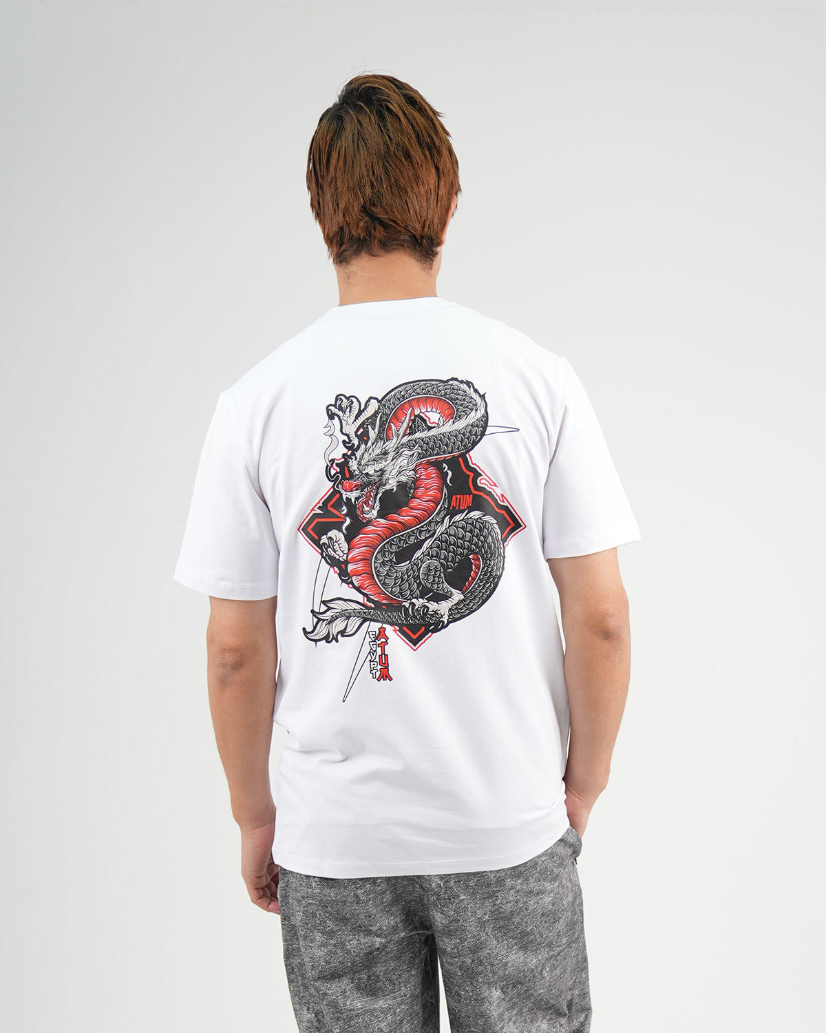 ATUM| Cobra Strike Graphic Men's Tee - White with red cobra print